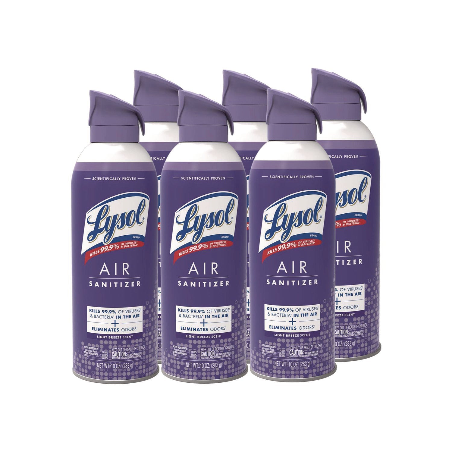 LYSOL® Brand Air Sanitizer Spray, Light Breeze Scent, 10 oz Aerosol Can, 6/Carton