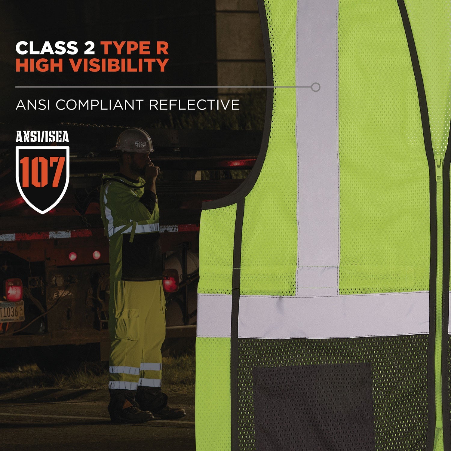 ergodyne® GloWear 8210Z Hi-Vis Class 2 Mesh Vest, 2X-Large to 3X-Large, Lime