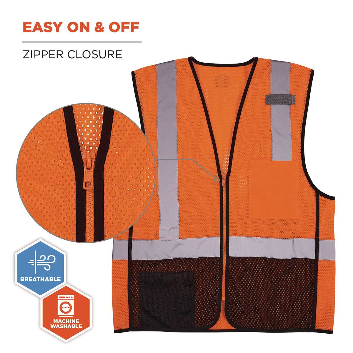 ergodyne® GloWear 8210Z Hi-Vis Class 2 Mesh Vest, 2X-Large to 3X-Large, Orange