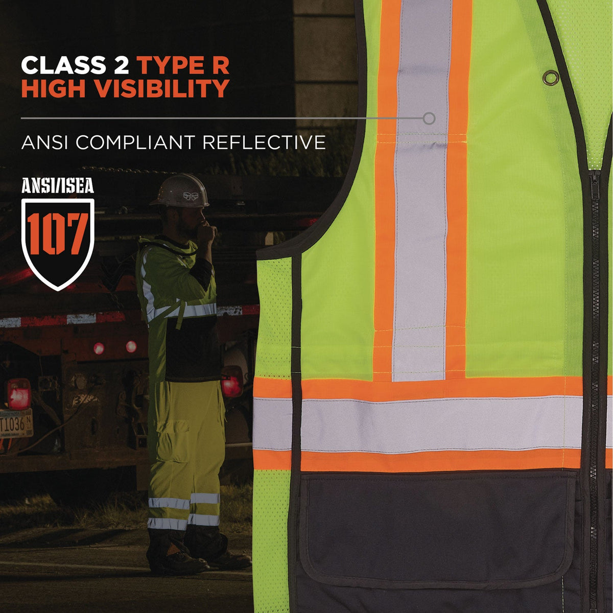 ergodyne® GloWear 8251HDZ Class 2 Two-Tone Hi-Vis Safety Vest, Small to Medium, Lime