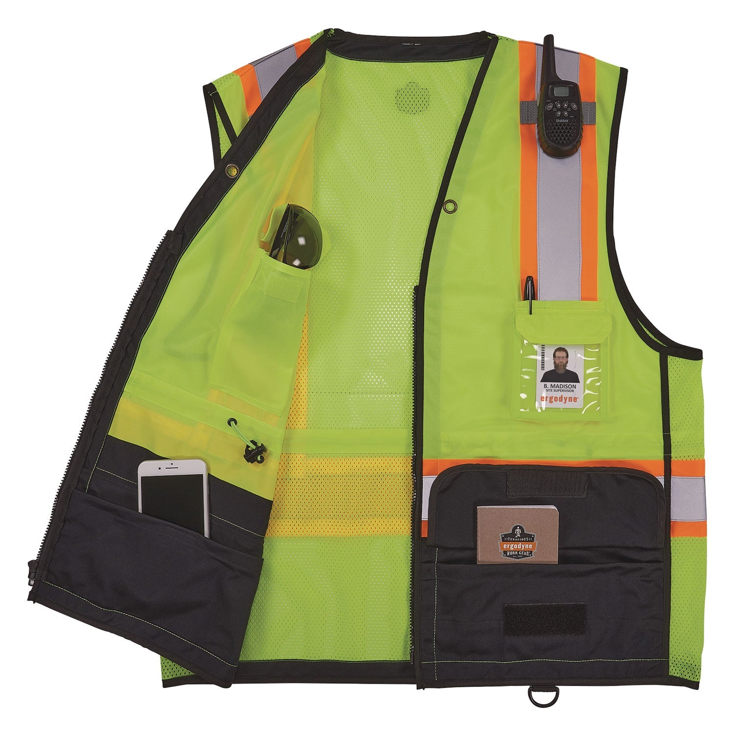 ergodyne® GloWear 8251HDZ Class 2 Two-Tone Hi-Vis Safety Vest, 2X-Large to 3X-Large, Lime