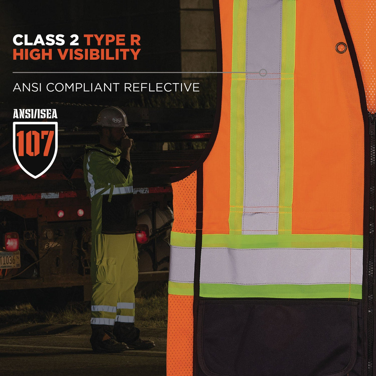 ergodyne® GloWear 8251HDZ Class 2 Two-Tone Hi-Vis Safety Vest, 4X-Large to 5X-Large, Orange