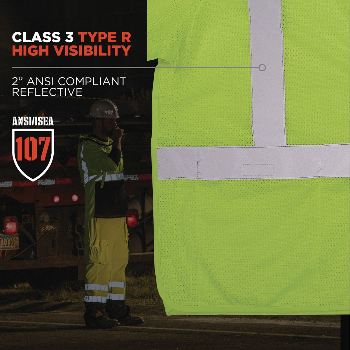 ergodyne® GloWear 8315BA Class 3 Hi-Vis Breakaway Safety Vest, 4X-Large to 5X-Large, Lime