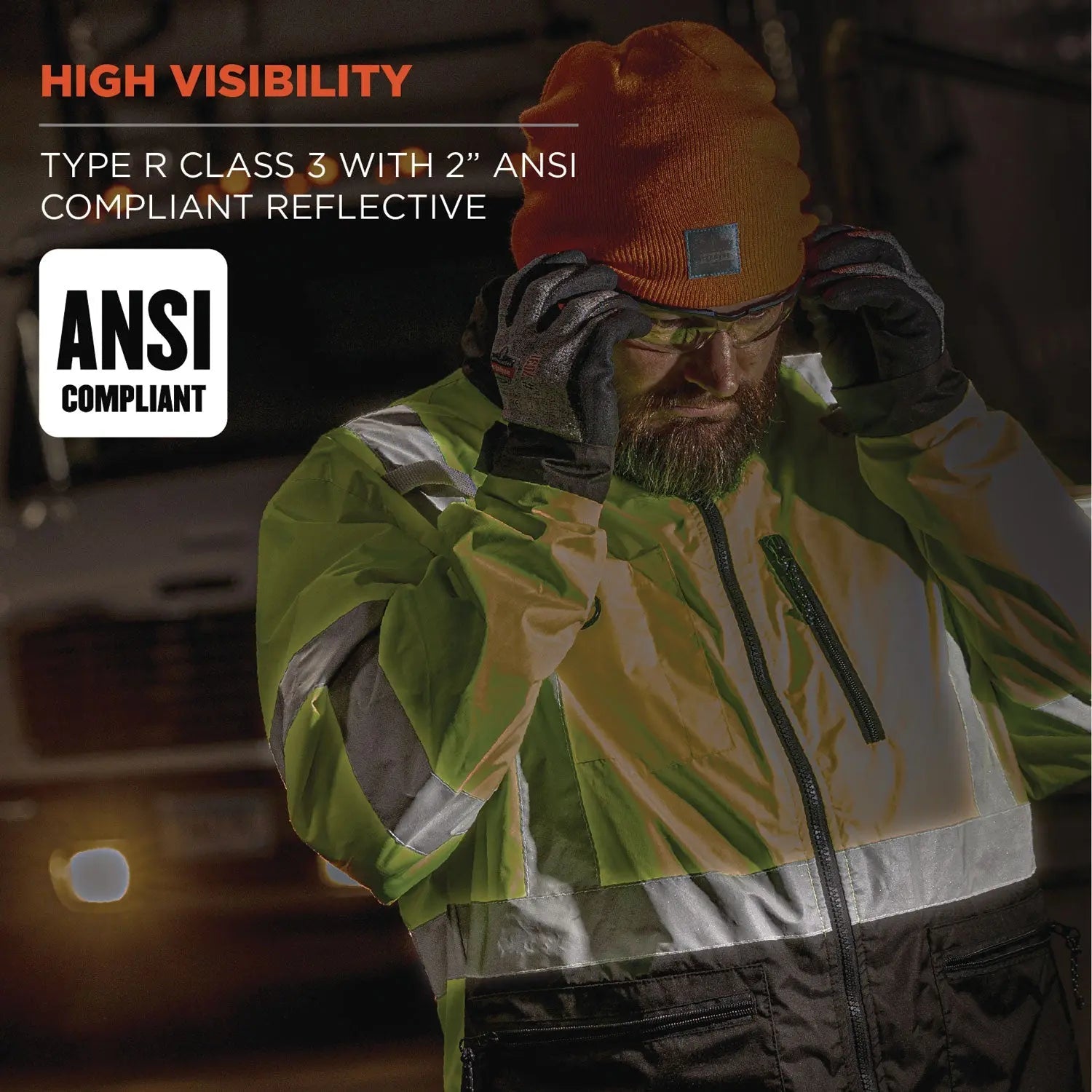 ergodyne® GloWear 8351 Class 3 Hi-Vis Windbreaker Water-Resistant Jacket, Medium, Lime