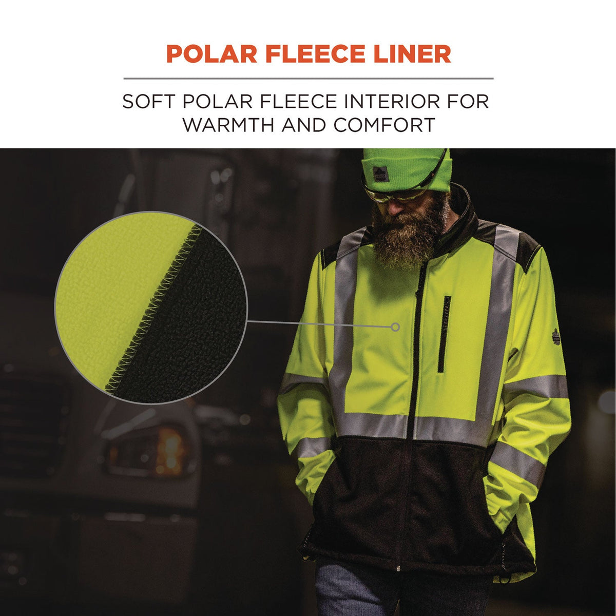 ergodyne® GloWear 8353 Class 3 Hi-Vis Softshell Water-Resistant Jacket, X-Large, Lime