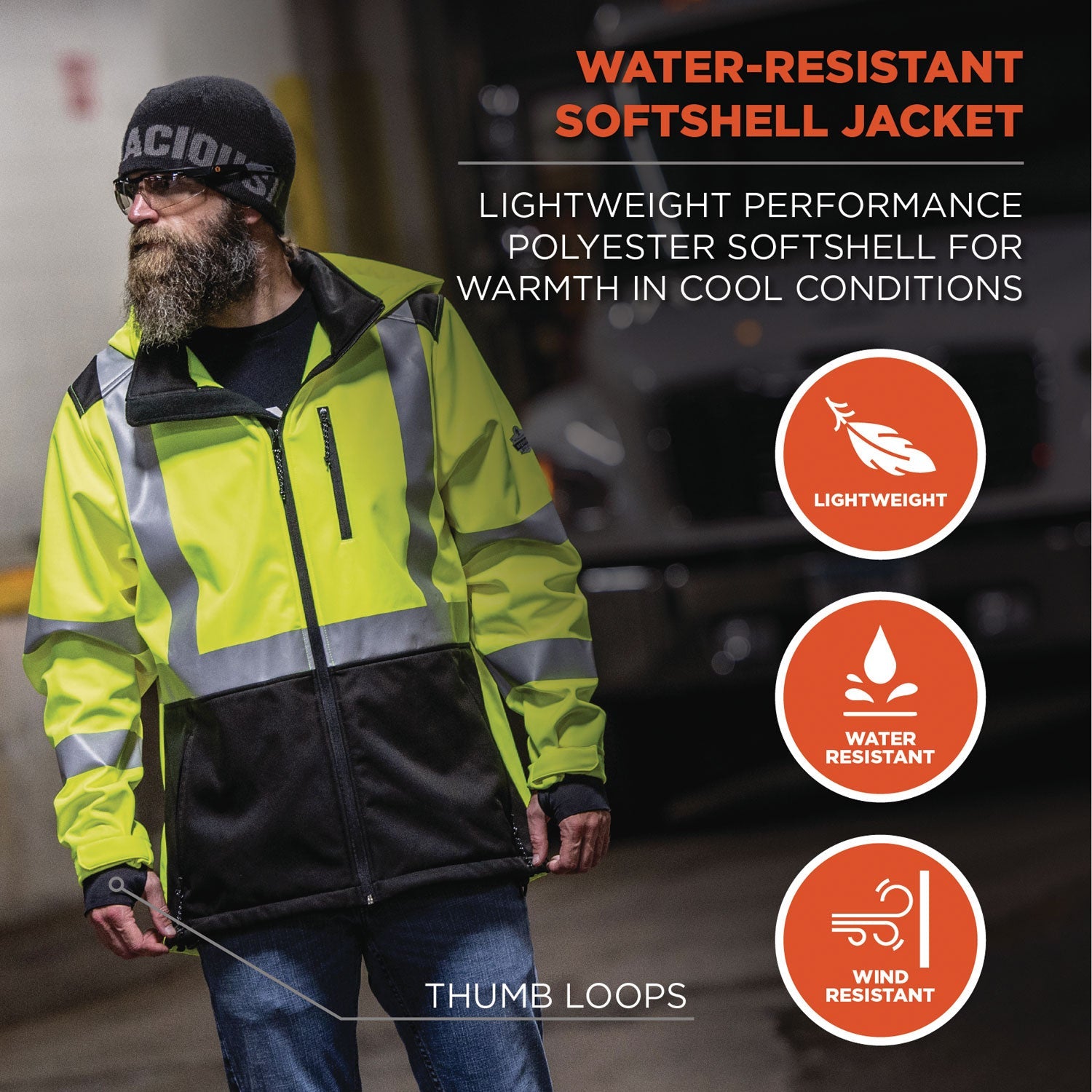 ergodyne® GloWear 8353 Class 3 Hi-Vis Softshell Water-Resistant Jacket, 2X-Large, Lime