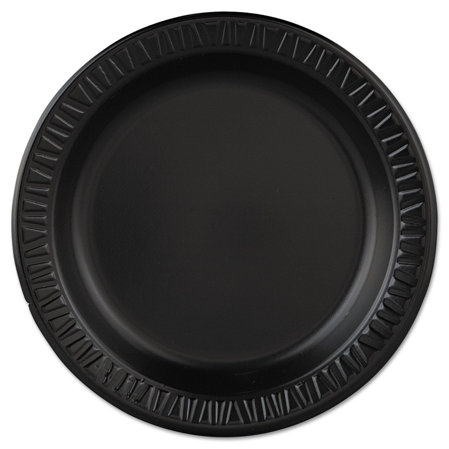 Dart® Quiet Classic Laminated Foam Dinnerware, Plate, 9" Dia, Black, 125/pack, 4 Packs/carton