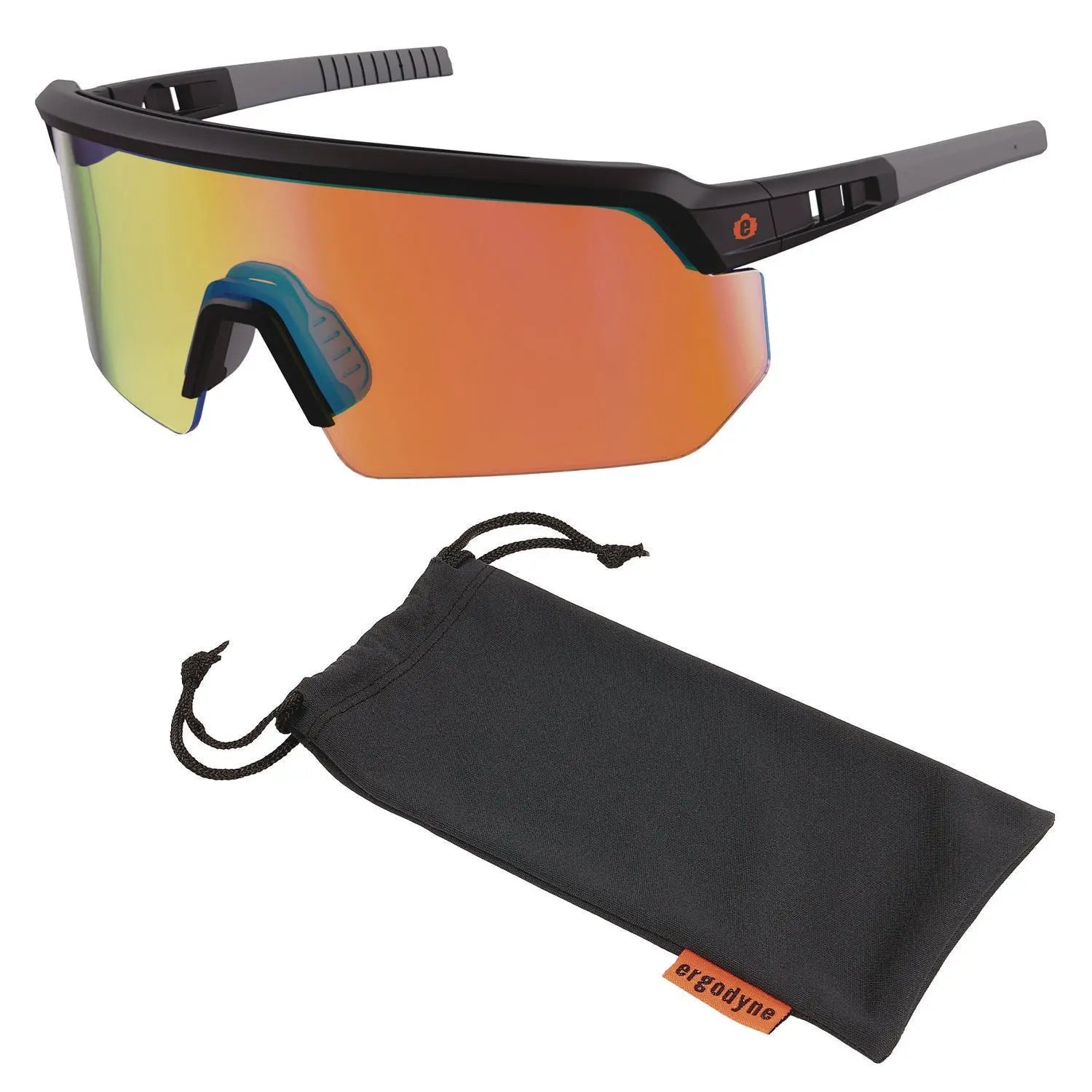 ergodyne® Skullerz AEGIR Anti-Scratch Enhanced Anti-Fog Safety Glasses, Black Nylon Impact Frame, Orange Mirror Polycarbonate Lens