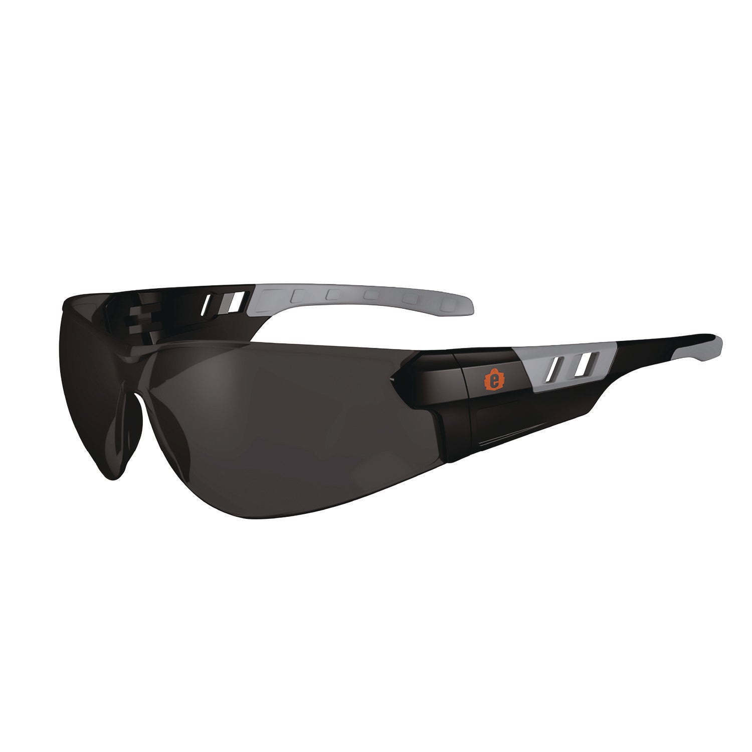 ergodyne® Skullerz SAGA Anti-Scratch/Enhanced Anti-Fog Safety Glasses, Matte Black Frameless, Smoke Polycarbonate Lens