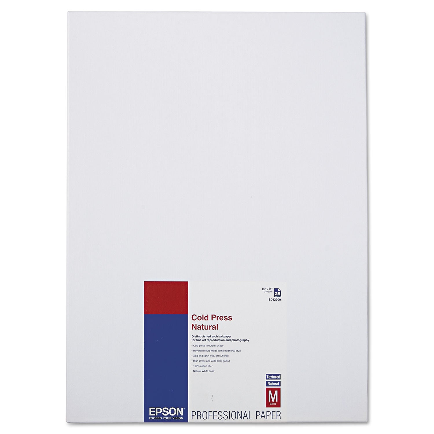 Epson® Cold Press Fine Art Paper, 21 Mil, 13 X 19, Textured Matte Natural, 25/pack