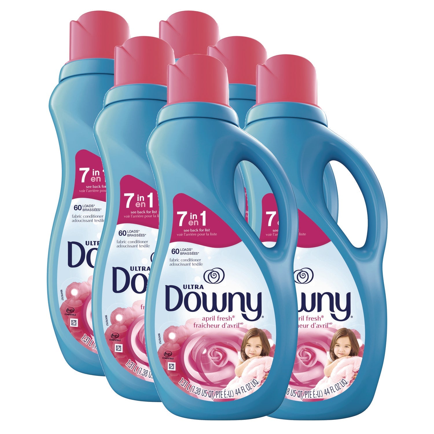 Downy® Liquid Fabric Softener, April Fresh, 44 oz Bottle, 6/Carton