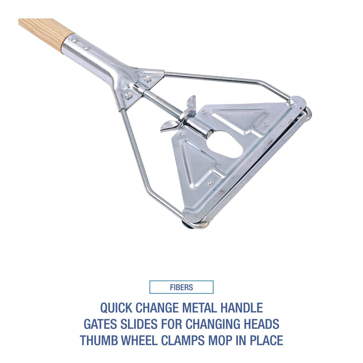 Boardwalk® Quick Change Metal Head Mop Handle for No. 20 and Up Heads, 62" Wood Handle