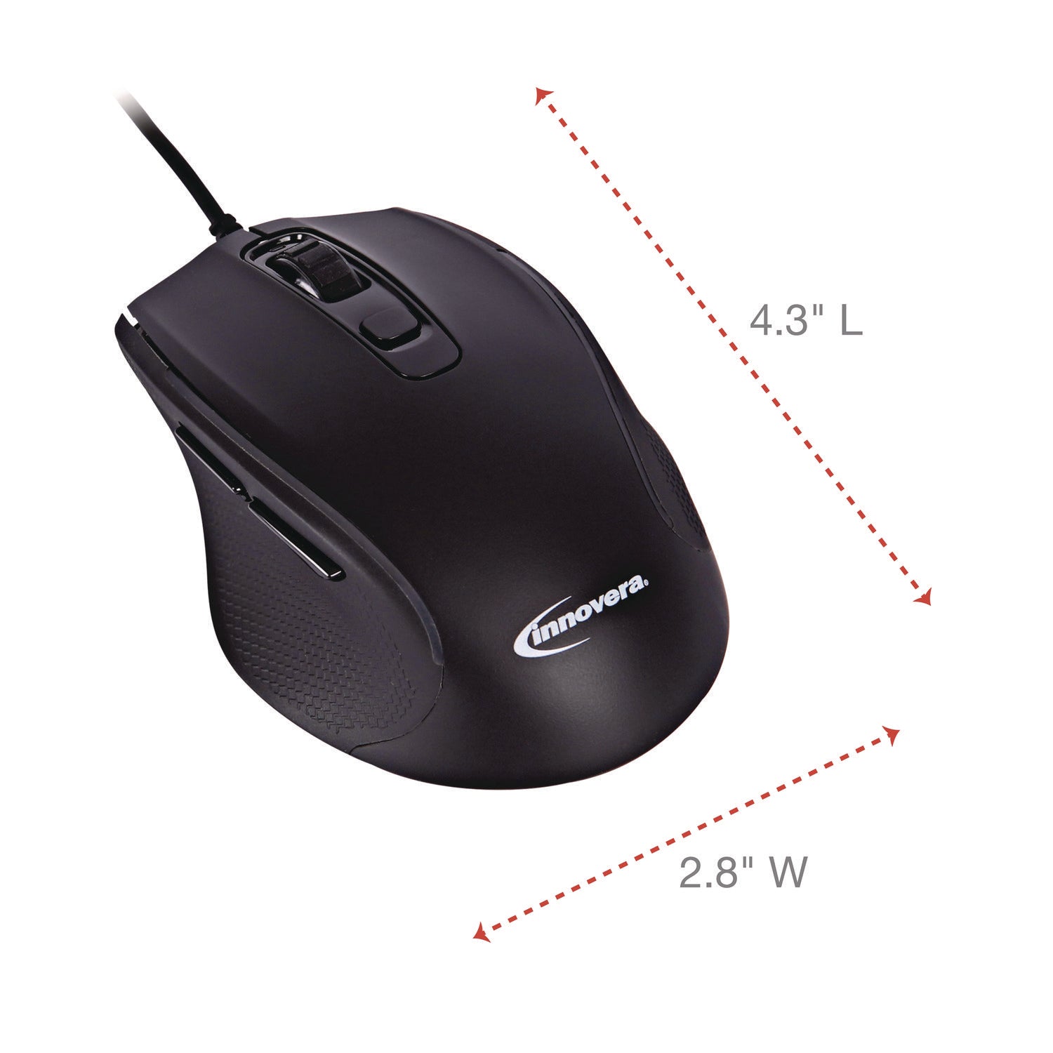 Innovera® Full-Size Wired Optical Mouse, Usb 2.0, Right Hand Use, Black - Bloom Skins