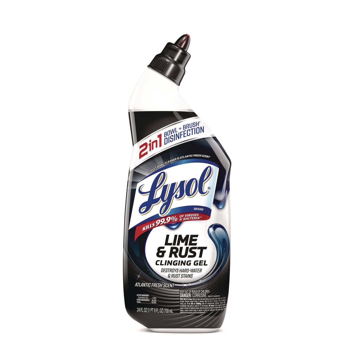 LYSOL® Brand Disinfectant Toilet Bowl Cleaner w/Lime/Rust Remover, Atlantic Fresh, 24 oz, 9/Carton