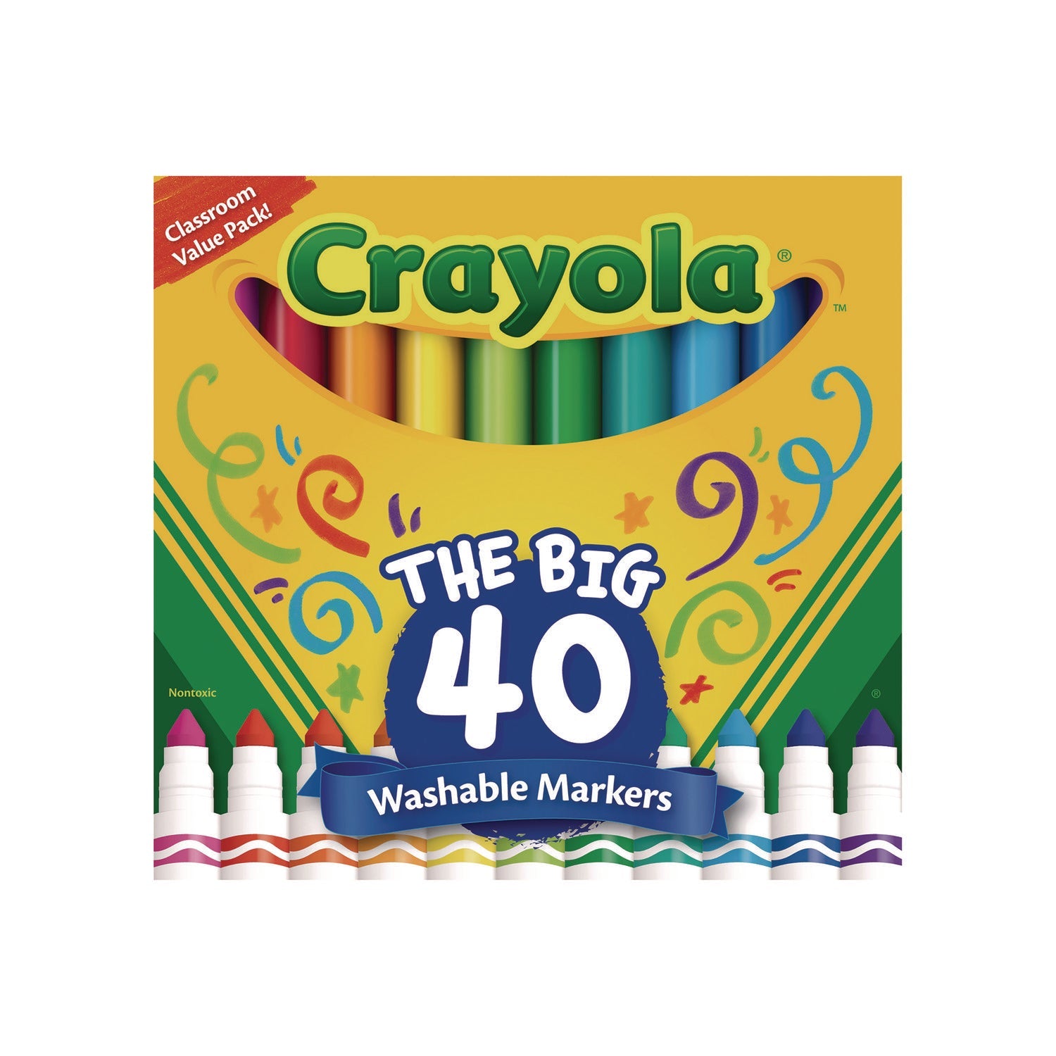 Crayola® Ultra-Clean Washable Markers, Broad Bullet Tip, Assorted Colors, 40/set