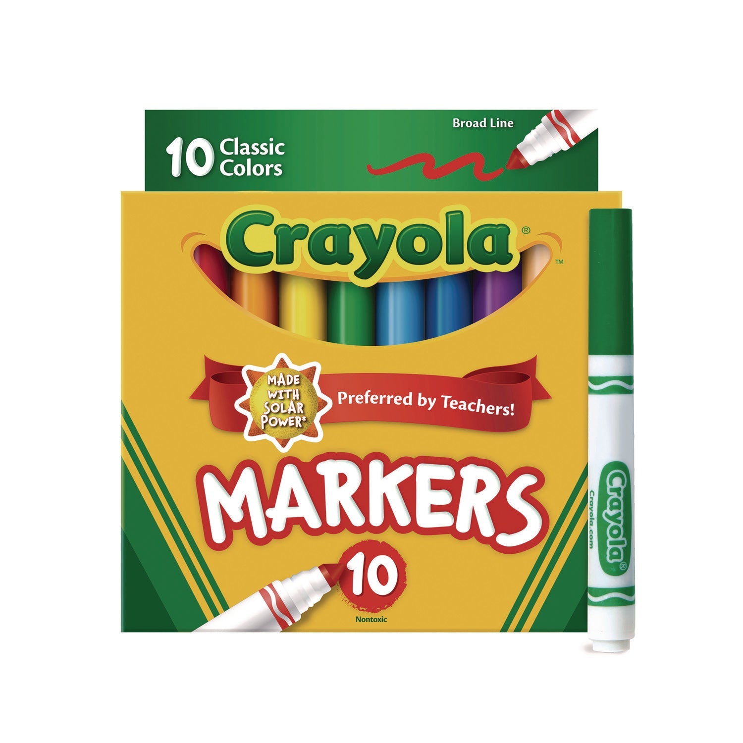 Crayola® Non-Washable Marker, Broad Bullet Tip, Assorted Classic Colors, 10/Pack