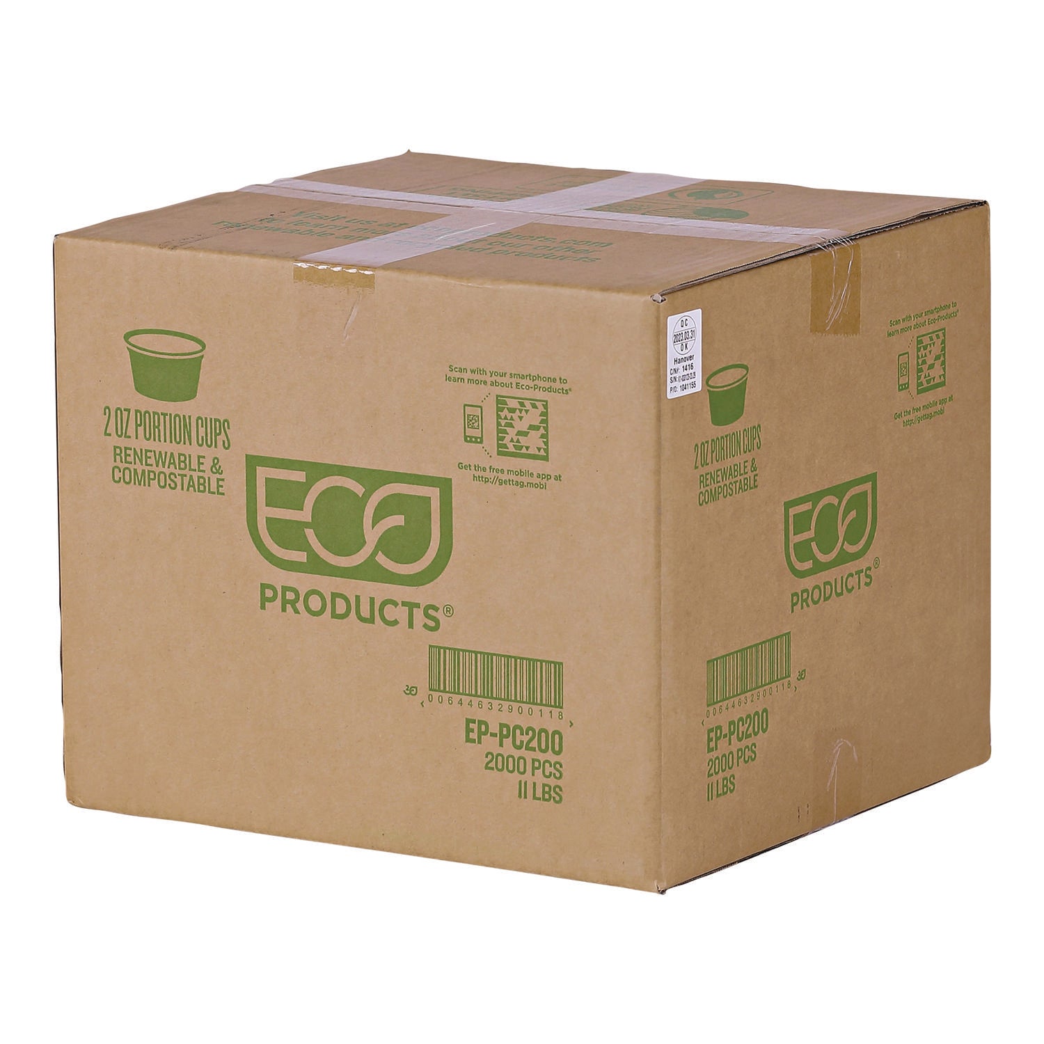 Eco-Products® Renewable and Compostable Portion Cups, 2 oz, Plastic, Clear, 100/Pack, 20 Packs/Carton - Bloom Skins