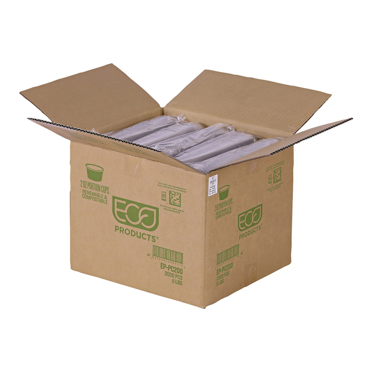 Eco-Products® Renewable and Compostable Portion Cups, 2 oz, Plastic, Clear, 100/Pack, 20 Packs/Carton - Bloom Skins