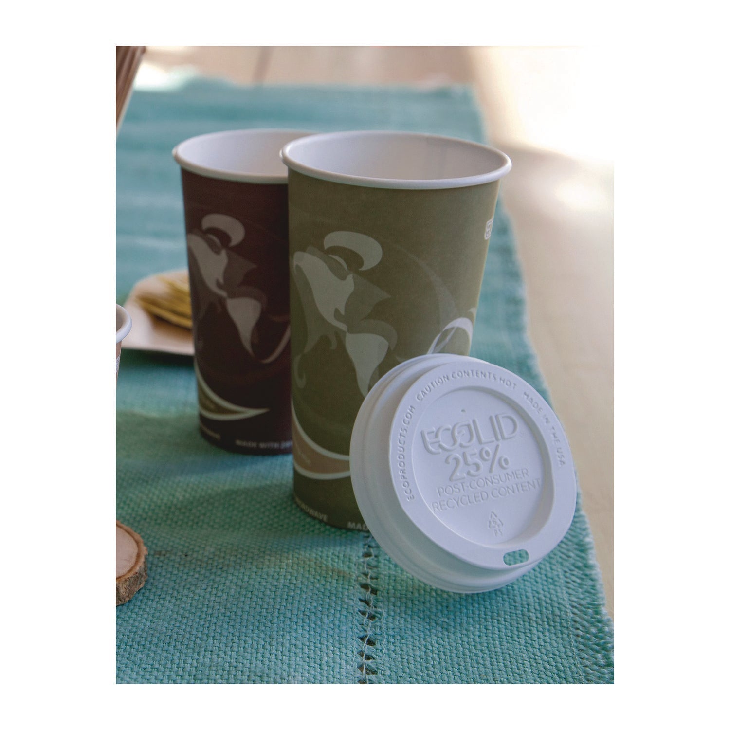 Eco-Products® EcoLid 25% Recycled Content Hot Cup Lid, Fits 10 oz to 20 oz Hot Cups, Plastic, White, 100/Pack, 10 Packs/Carton
