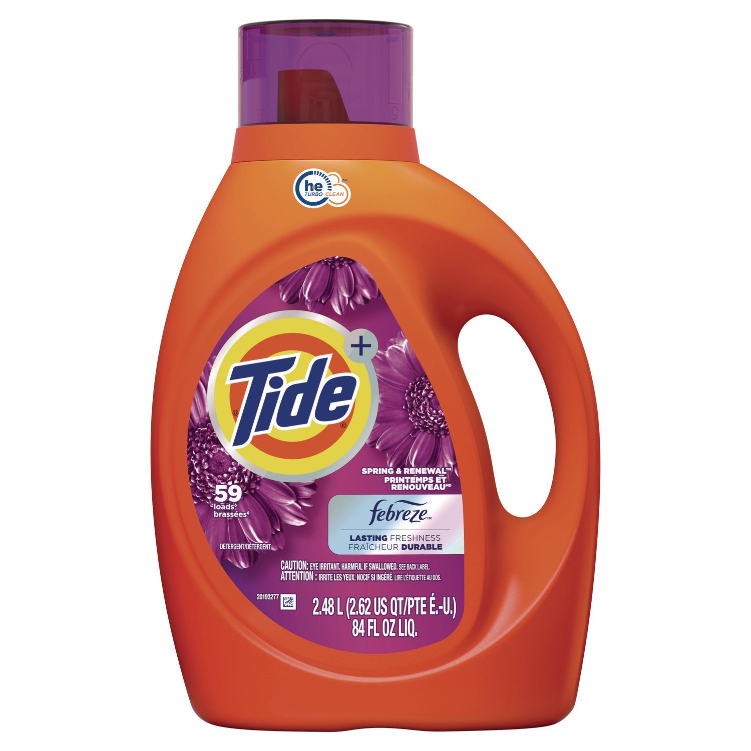 Tide® Plus Febreze HE Liquid Laundry Detergent, Spring and Renewal, 84 oz Bottle, 4/Carton