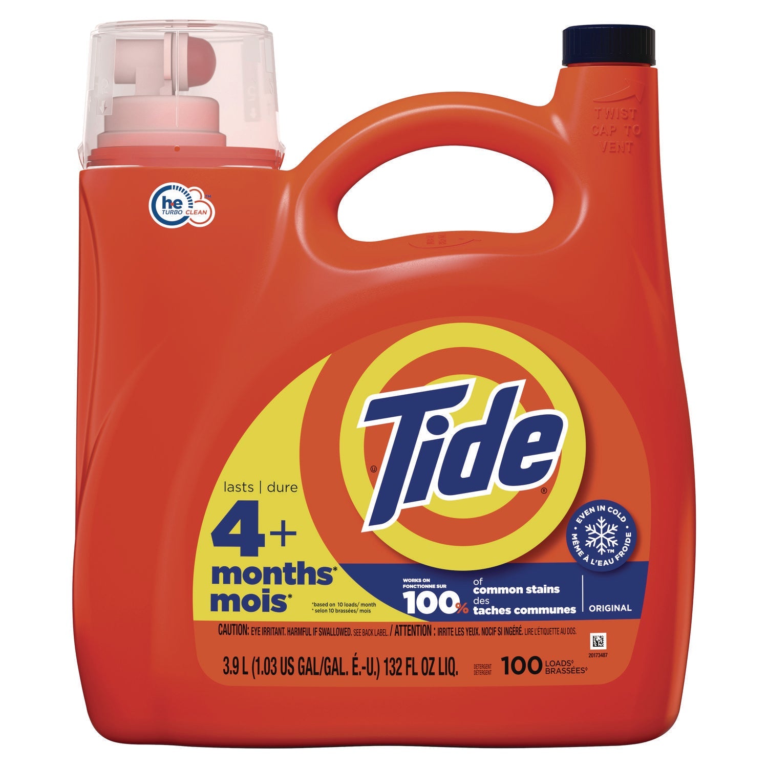 Tide® HE Liquid Laundry Detergent, Original Scent, 132 oz Pour Bottle, 4/Carton