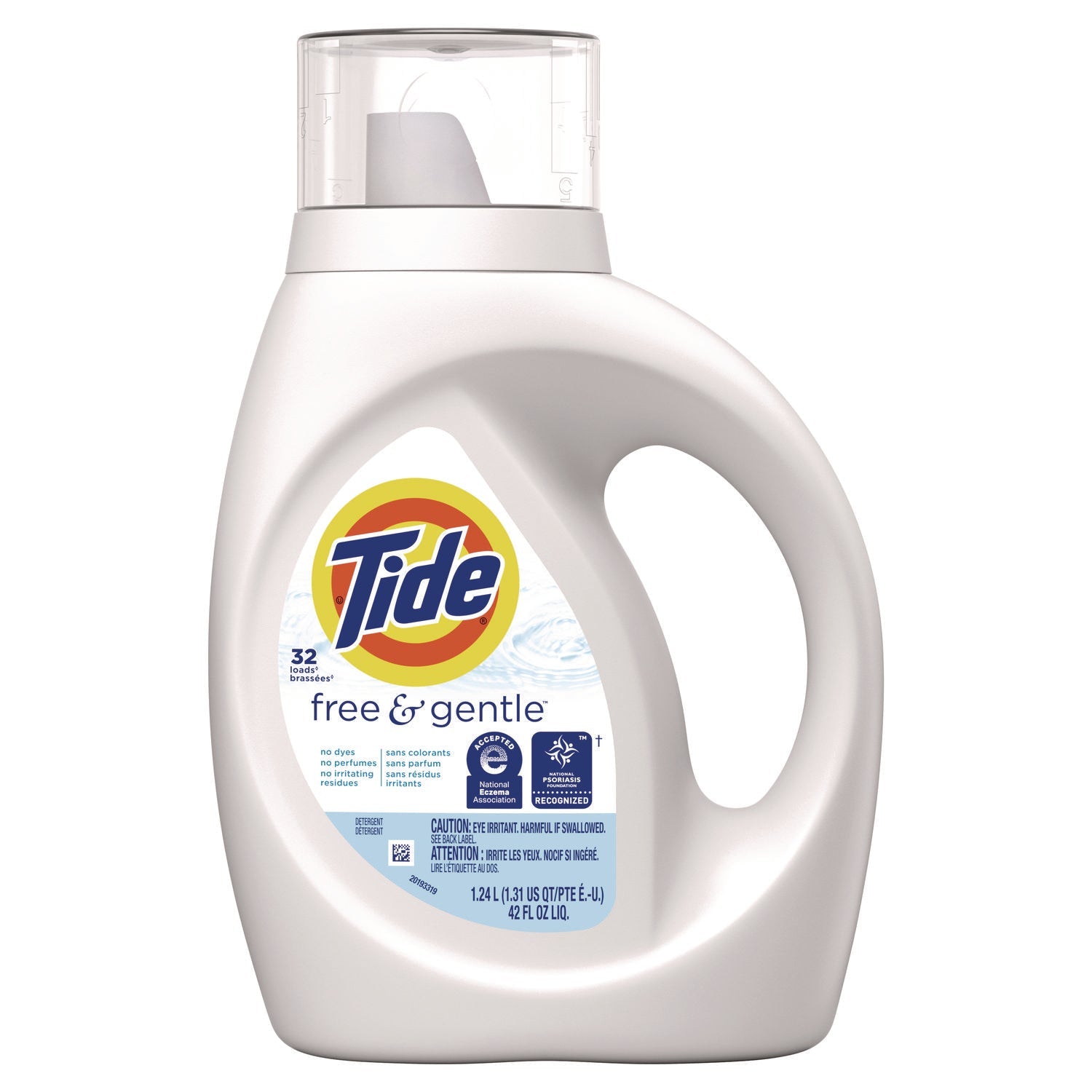 Tide® Free and Gentle Laundry Detergent, 32 Loads, 42 oz Bottle, 6/Carton