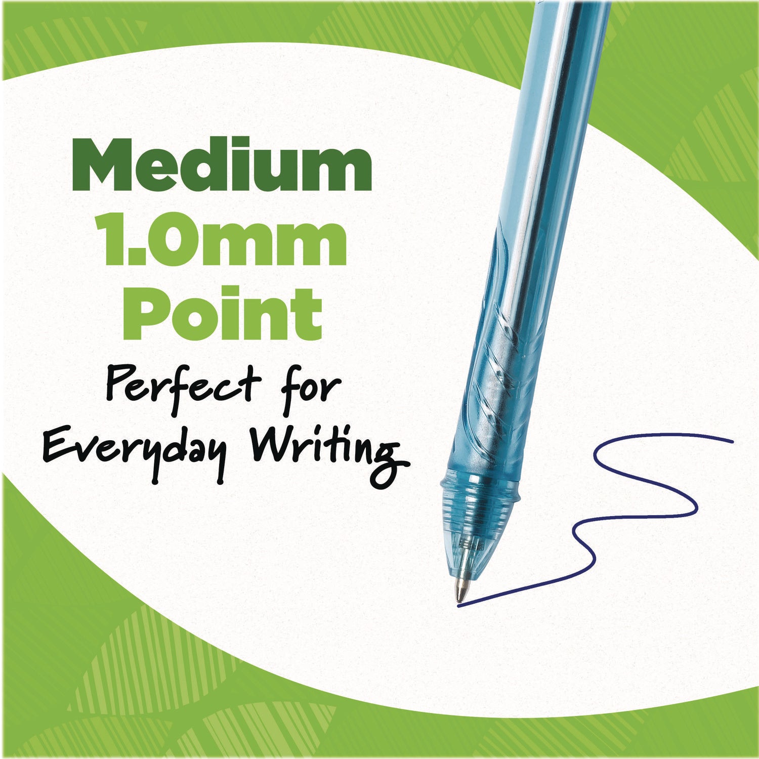 BIC® Ecolutions Gel Pen, Retractable, Medium 1 mm, Black Ink, Blue Barrel, 12/Pack