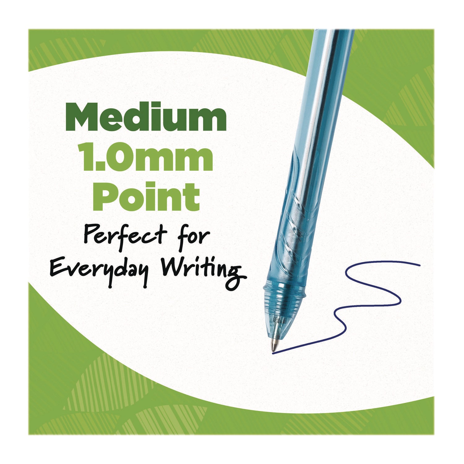BIC® Ecolutions Gel Pen, Retractable, Medium 1 mm, Blue Ink, Blue Barrel, 12/Pack