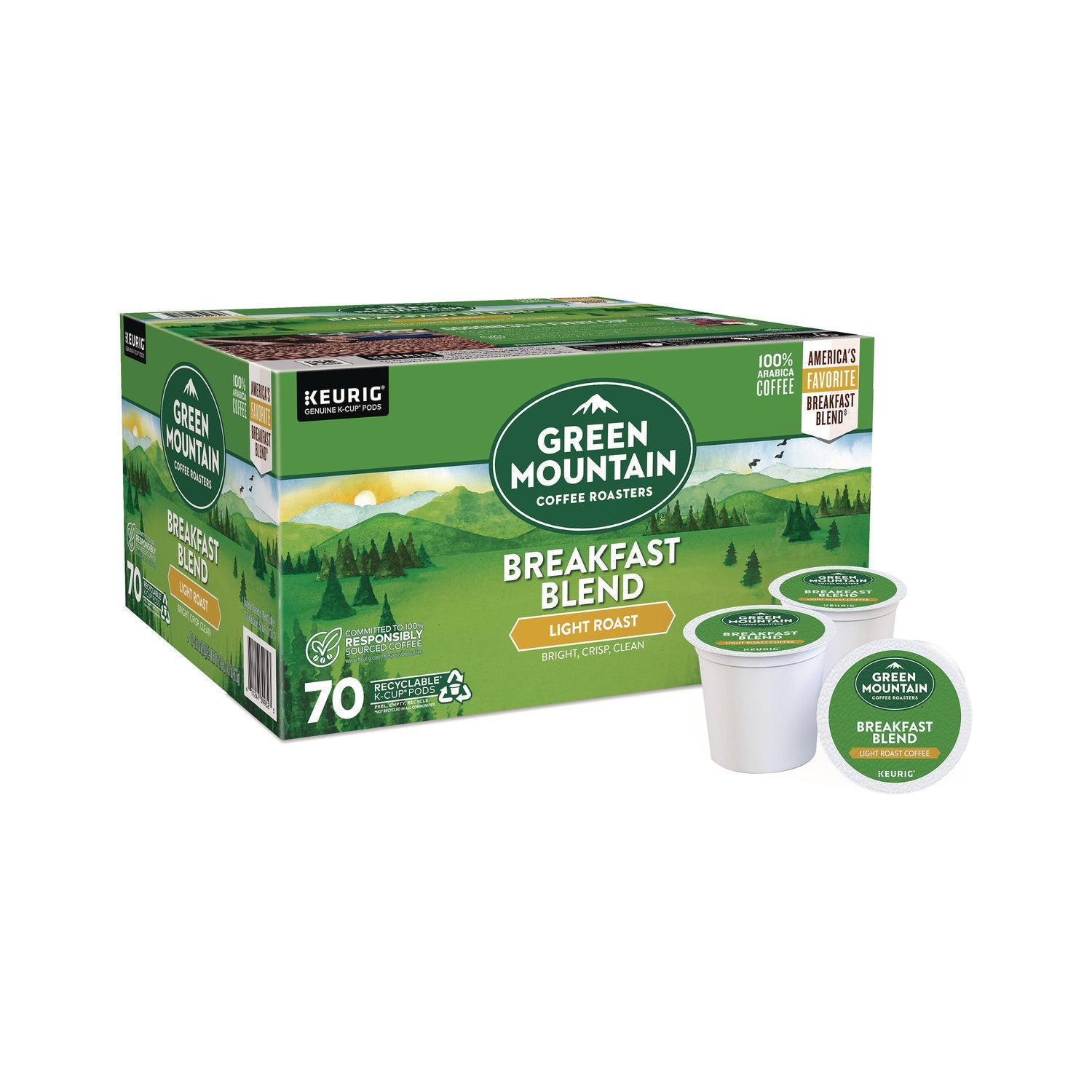 Green Mountain Coffee® Breakfast Blend Coffee K-Cup Pods, Regular, 70/Box