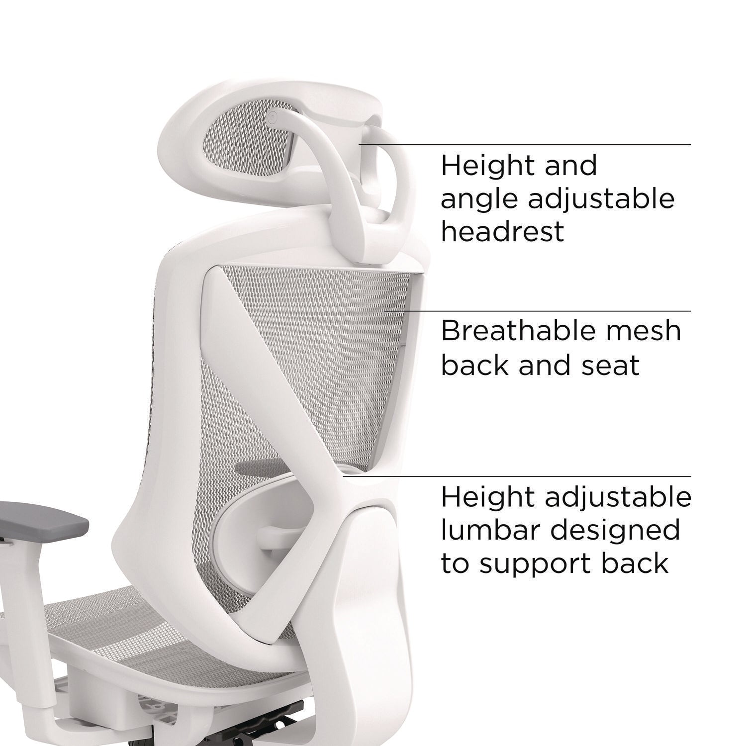 Union & Scale™ FlexFit Dexley Mesh Task Chair, Supports Up to 275 lb, 16.61" to 20.31" Seat Height, Gray Seat, Gray Back, White Base - Bloom Skins
