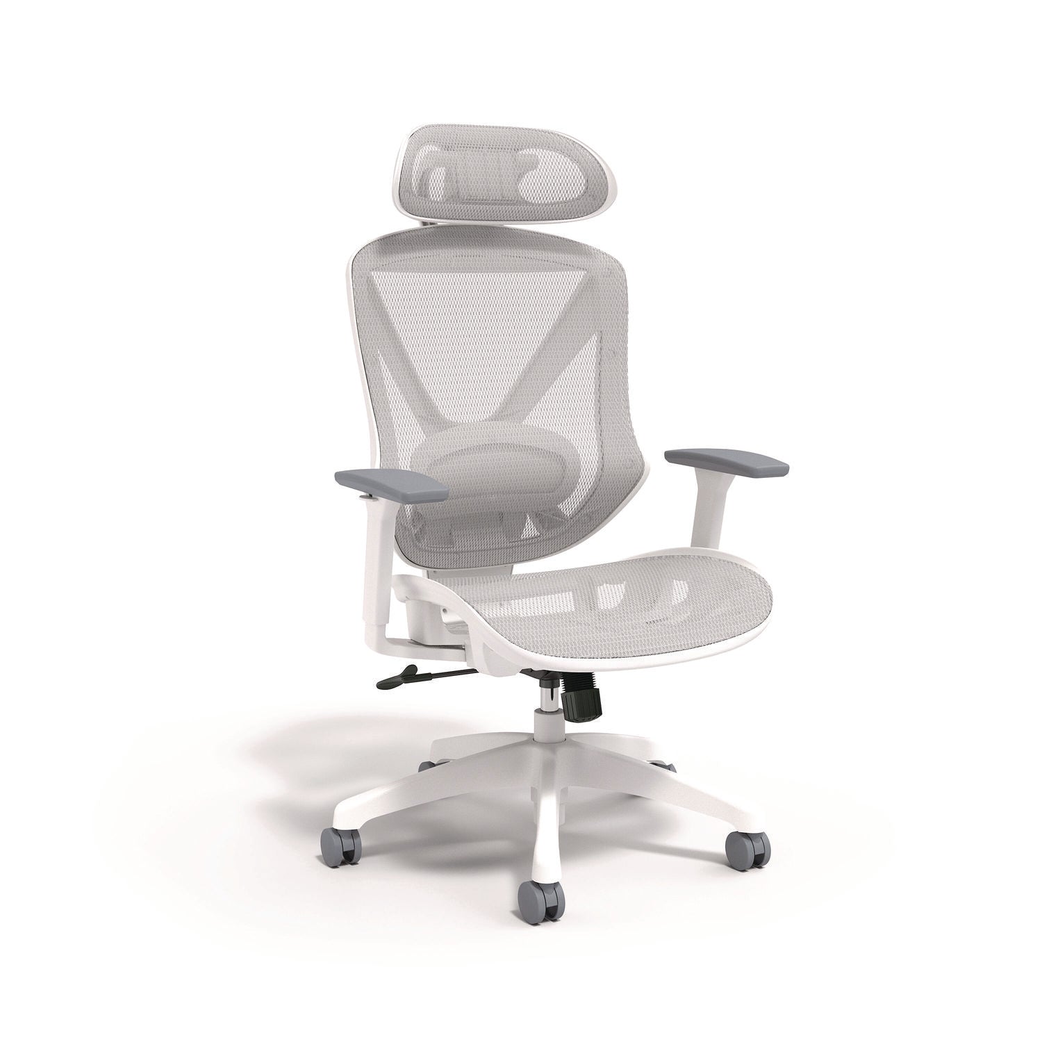 Union & Scale™ FlexFit Dexley Mesh Task Chair, Supports Up to 275 lb, 16.61" to 20.31" Seat Height, Gray Seat, Gray Back, White Base - Bloom Skins