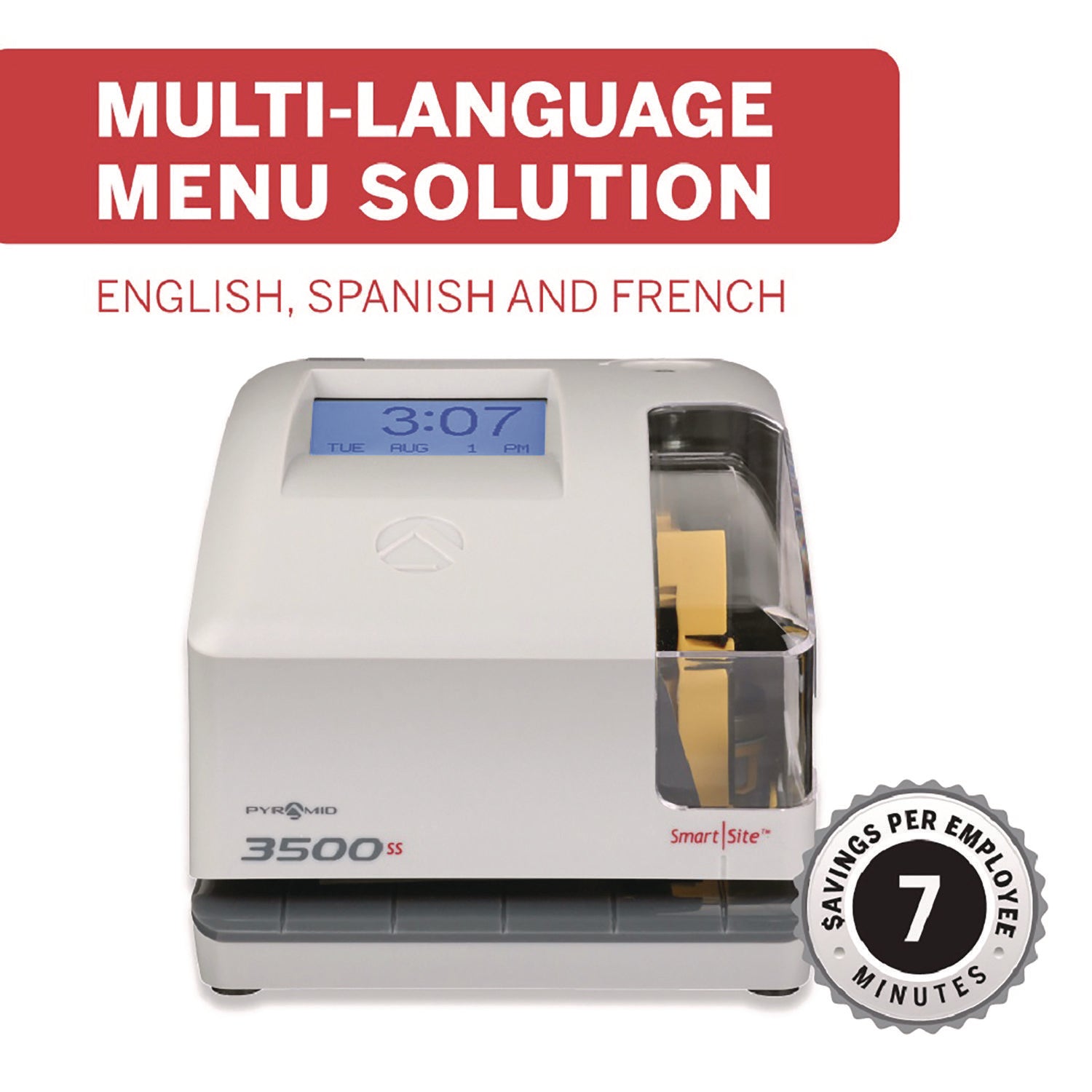 Pyramid Technologies 3500 Smart Site Punch Card Time Clock System, DC Powered Operation, Light Gray - Bloom Skins