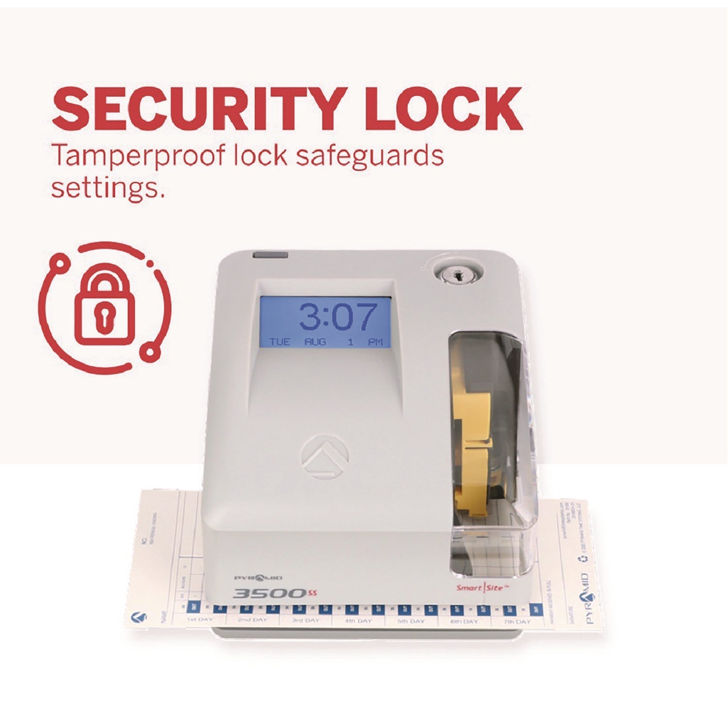 Pyramid Technologies 3500 Smart Site Punch Card Time Clock System, DC Powered Operation, Light Gray - Bloom Skins