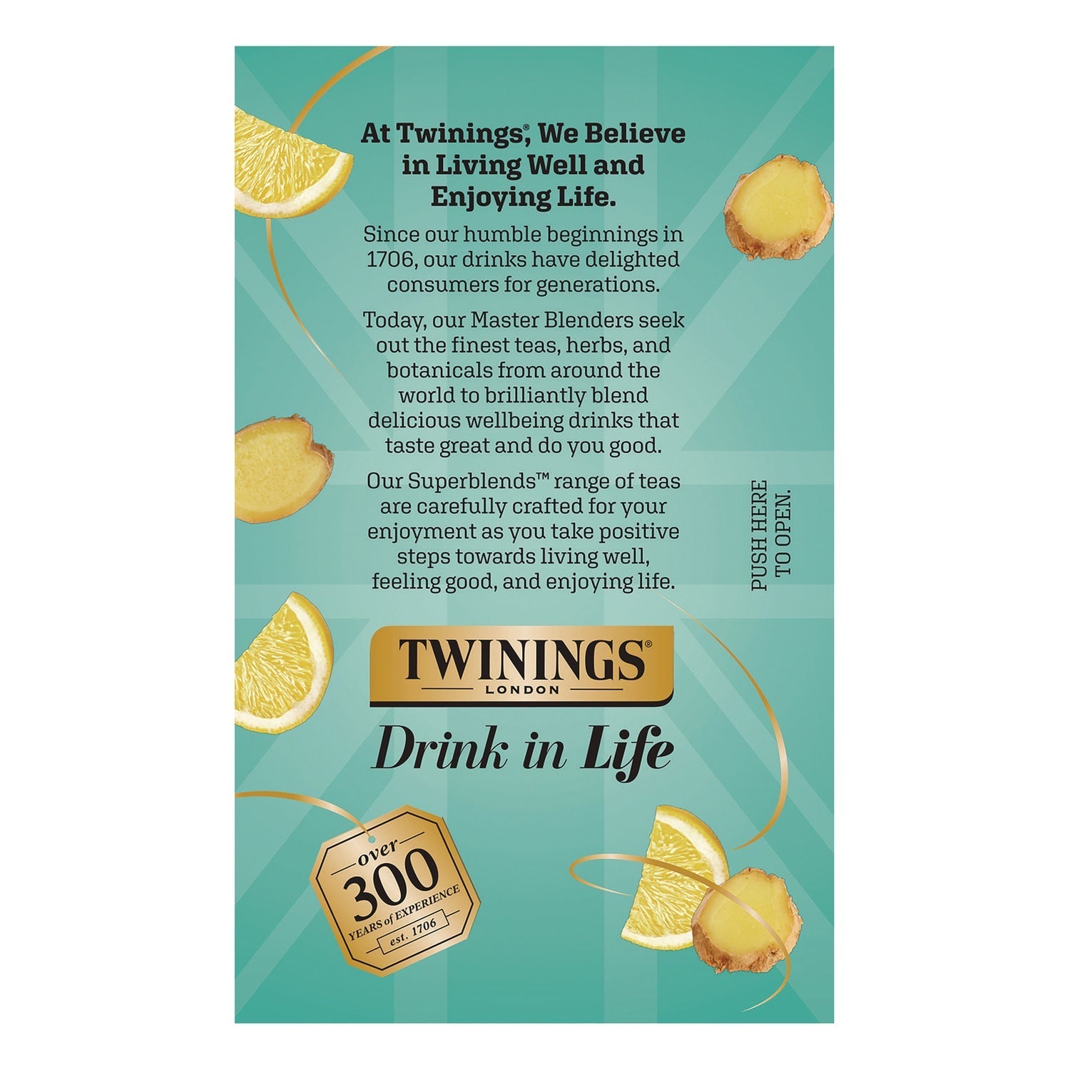 TWININGS® Probiotics Lemon and Ginger Herbal Tea Bags, 0.05 oz, 18/Box