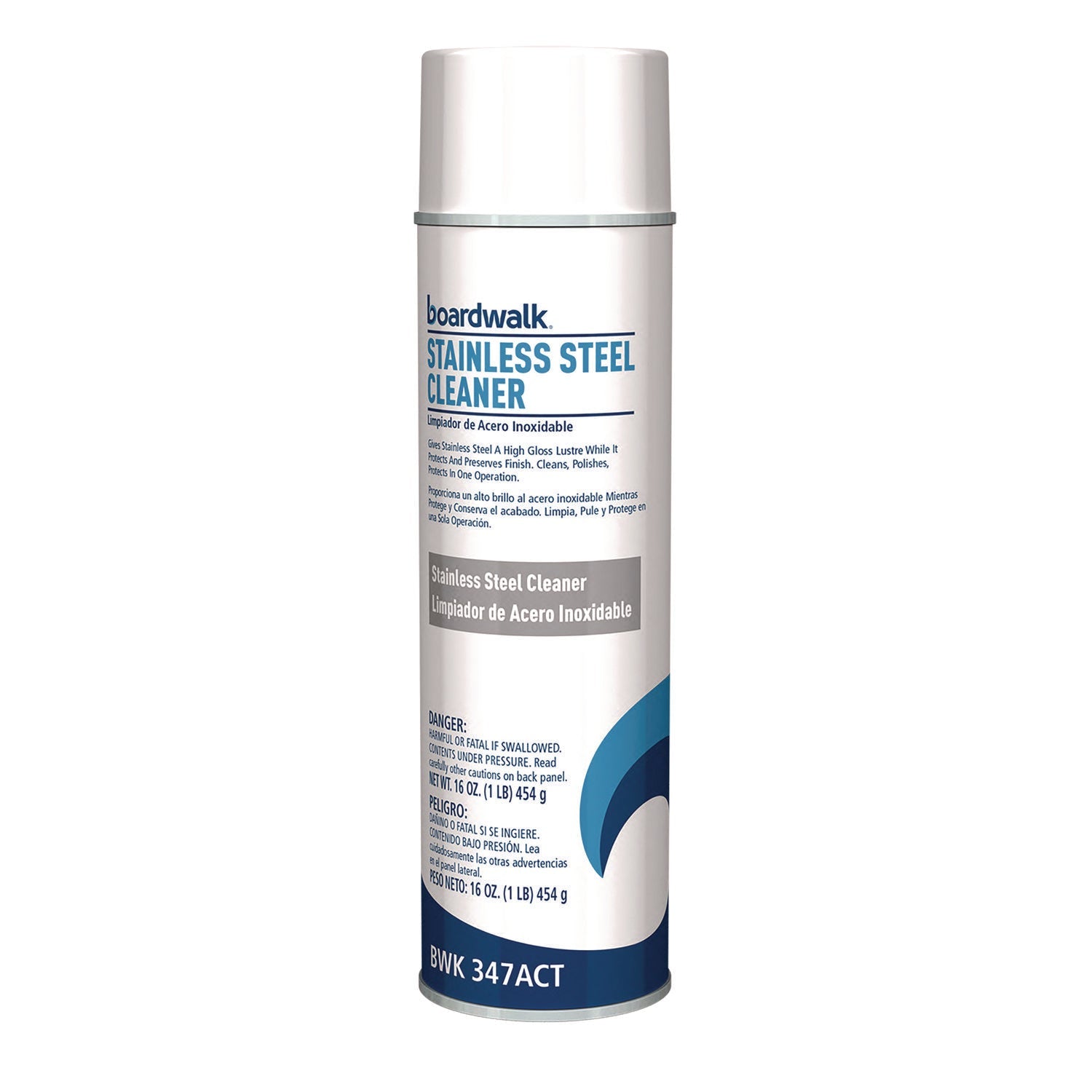 Boardwalk® Stainless Steel Cleaner and Polish, Water-in-Oil Based, Lemon Scent, 18 oz Aerosol Spray, 12/Carton