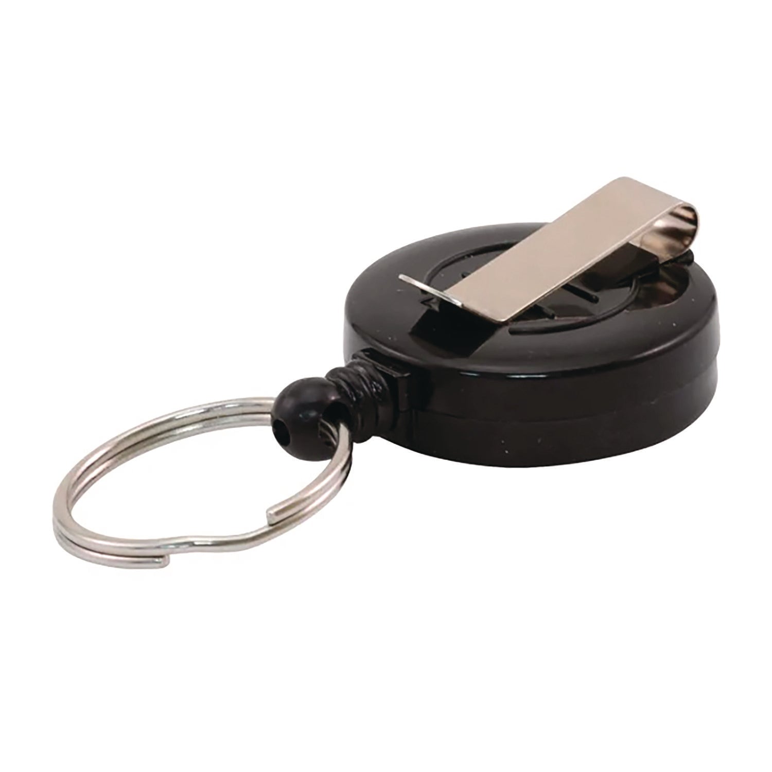 Advantus Badge Reel with Split Key Ring, Extends 30", Black, 12/Box