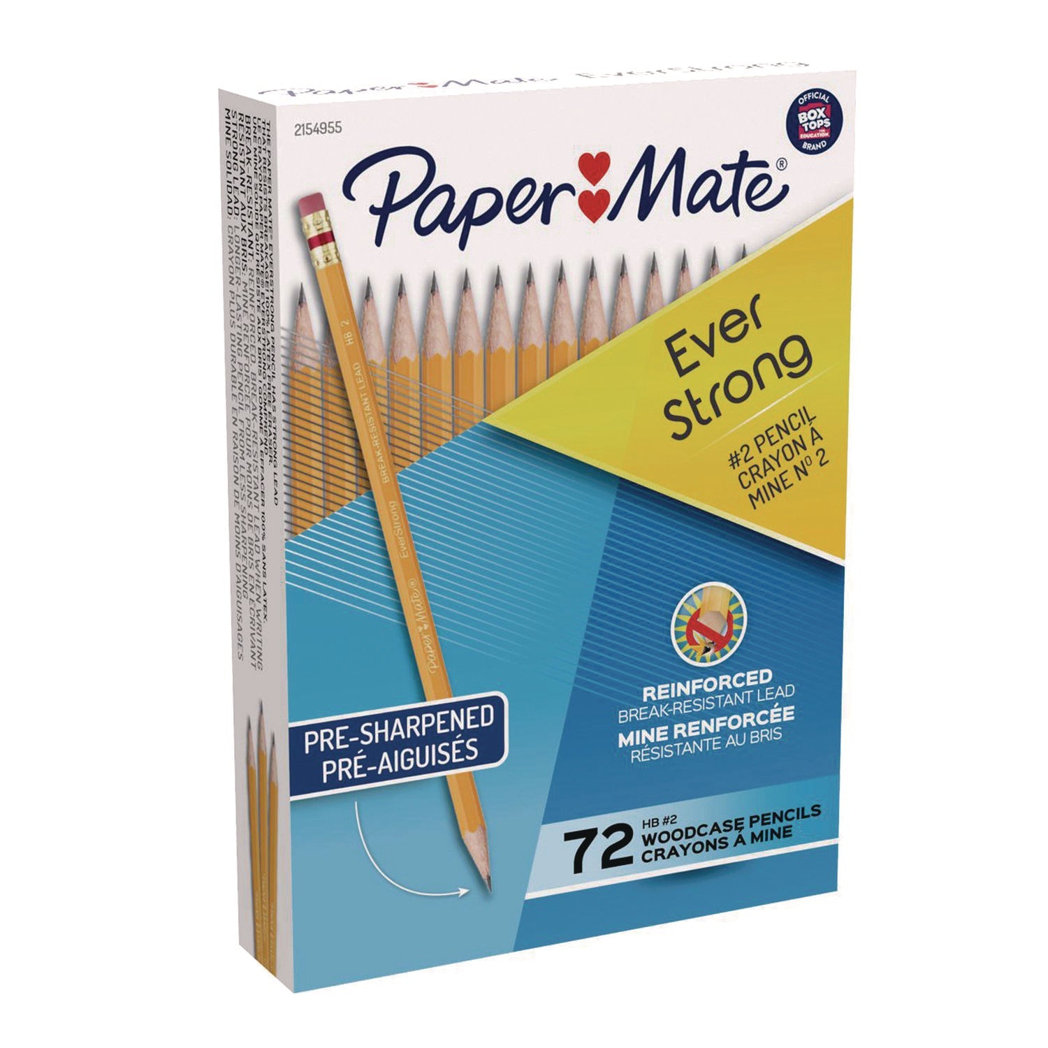 Paper Mate® EverStrong #2 Pencils, HB (#2), Black Lead, Yellow Barrel, 72/Box