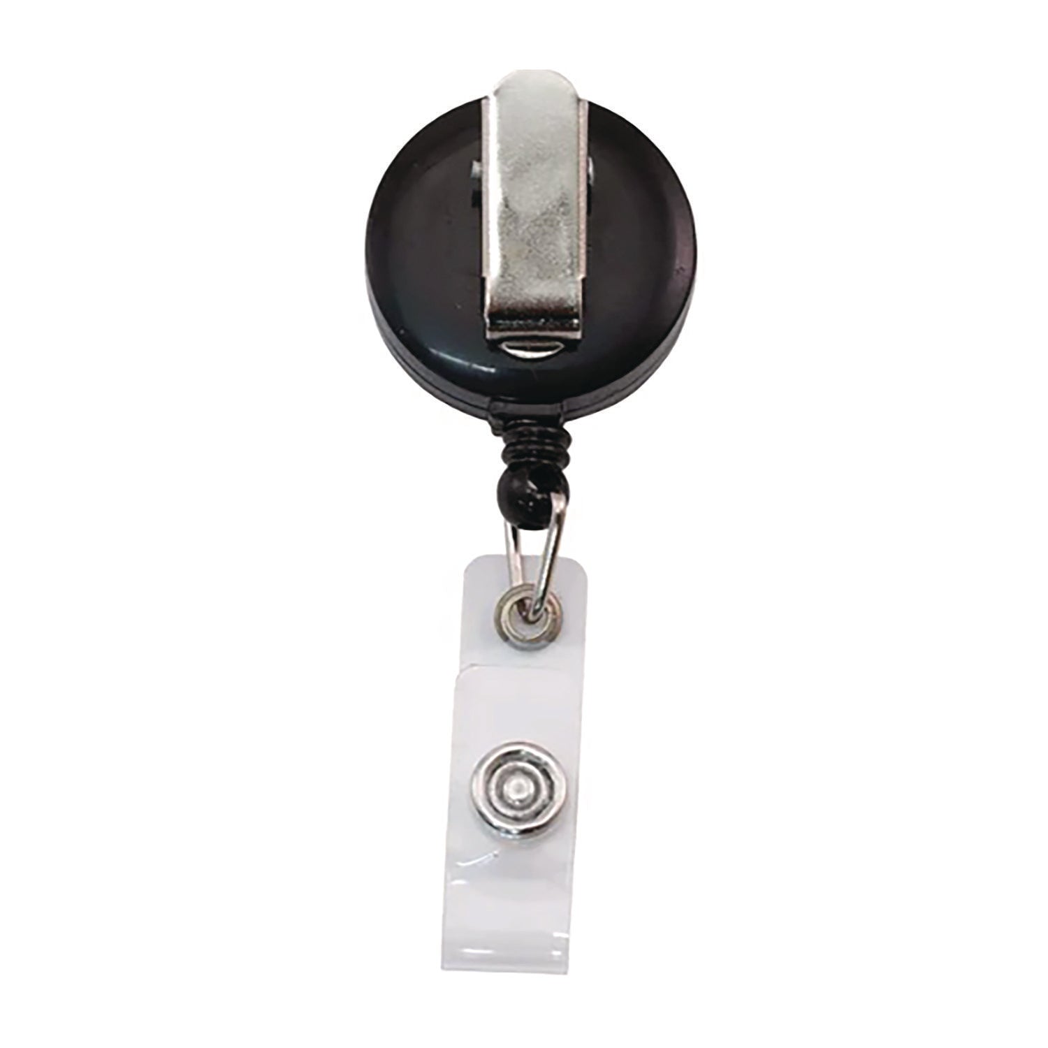 Advantus Clip-On Badge Reel, Extends 30", Black, 12/Pack