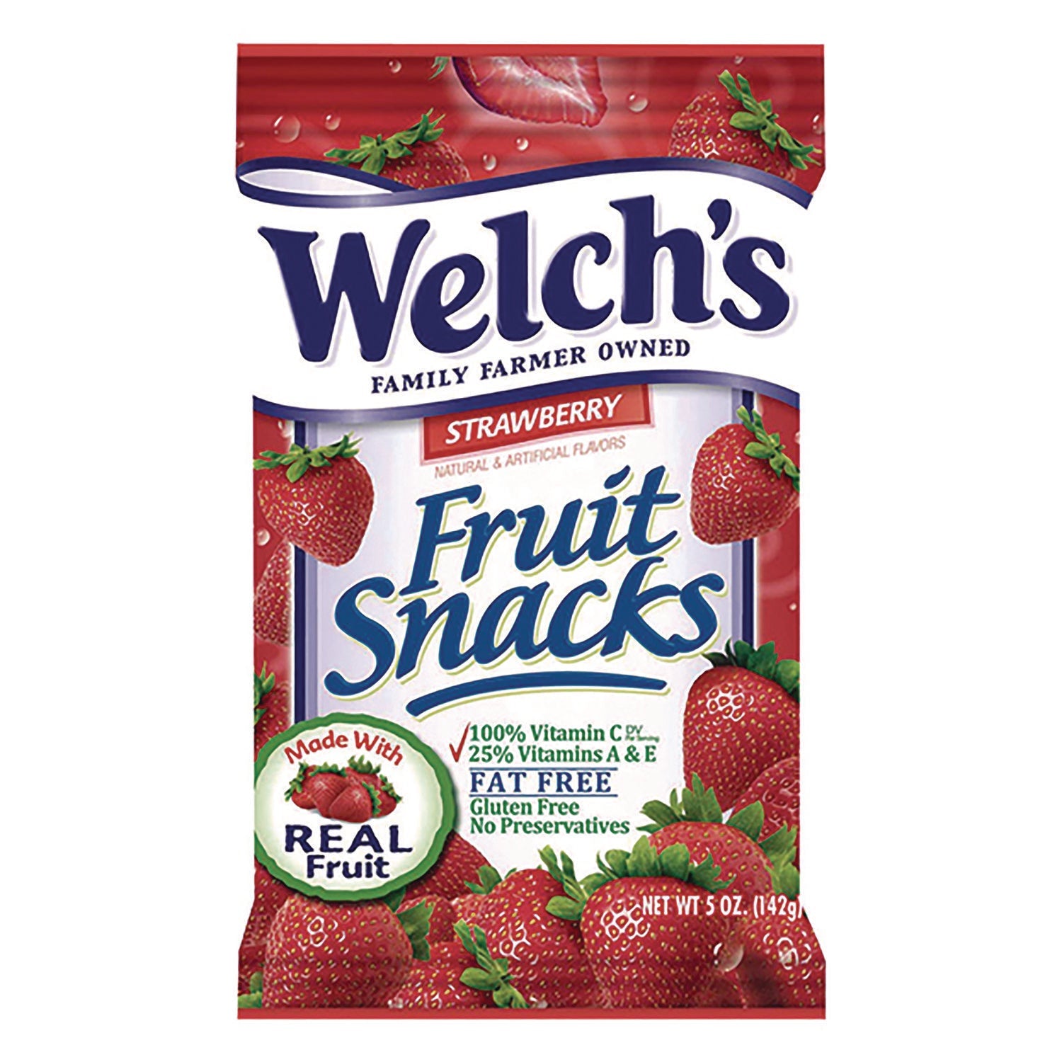 Welch's® Fruit Snacks, Strawberry, 5 oz Pouch, 12/Box