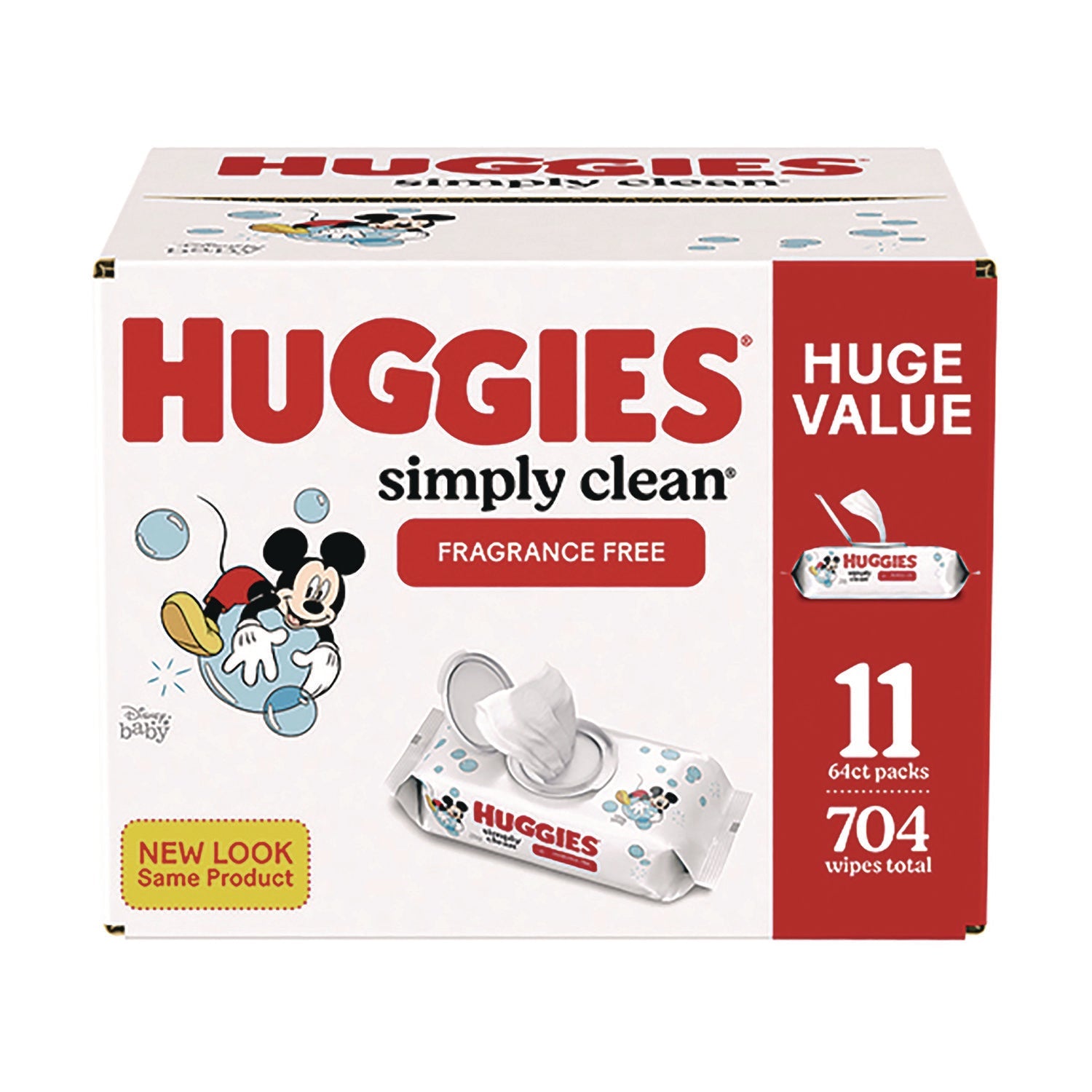 Huggies® Simply Clean Fragrance Free Baby Wipes, 64/Pack, 11 Packs/Carton