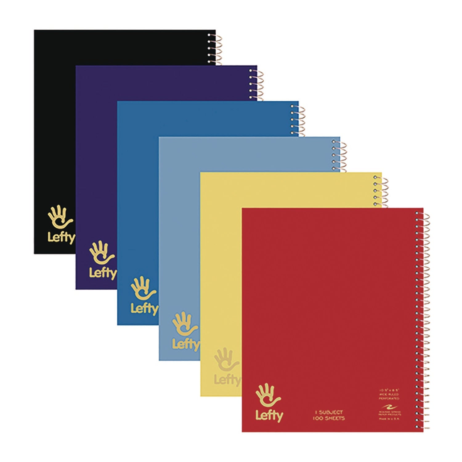 Roaring Spring® Lefty Notebook, 1-Subject, Wide/Legal Rule, Assorted Cover Colors, (100) 10.5 x 8.5 Sheets