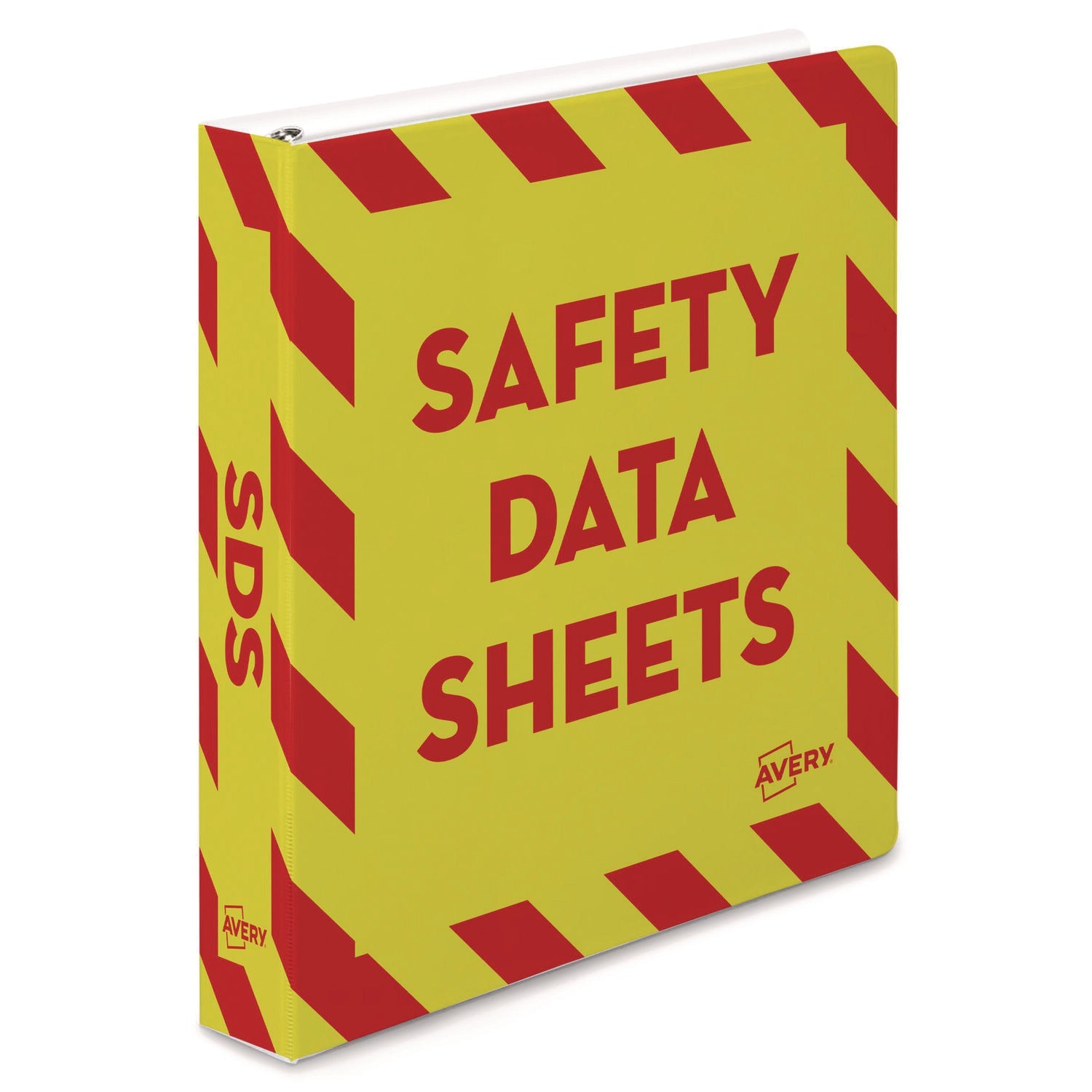 Avery® Heavy-Duty Preprinted Safety Data Sheet Binder, 3 Rings, 1.5" Capacity, 11 X 8.5, Yellow/red