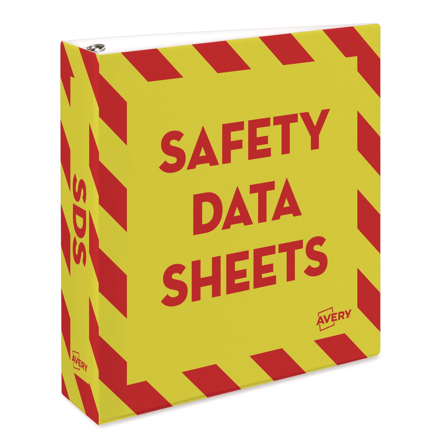 Avery® Heavy-Duty Preprinted Safety Data Sheet Binder, 3 Rings, 2" Capacity, 11 X 8.5, Yellow/red