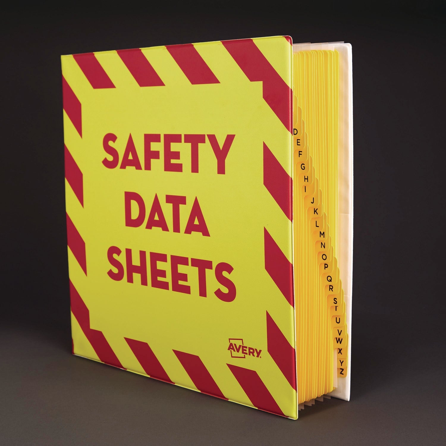 Avery® Heavy-Duty Preprinted Safety Data Sheet Binder, 3 Rings, 2" Capacity, 11 X 8.5, Yellow/red