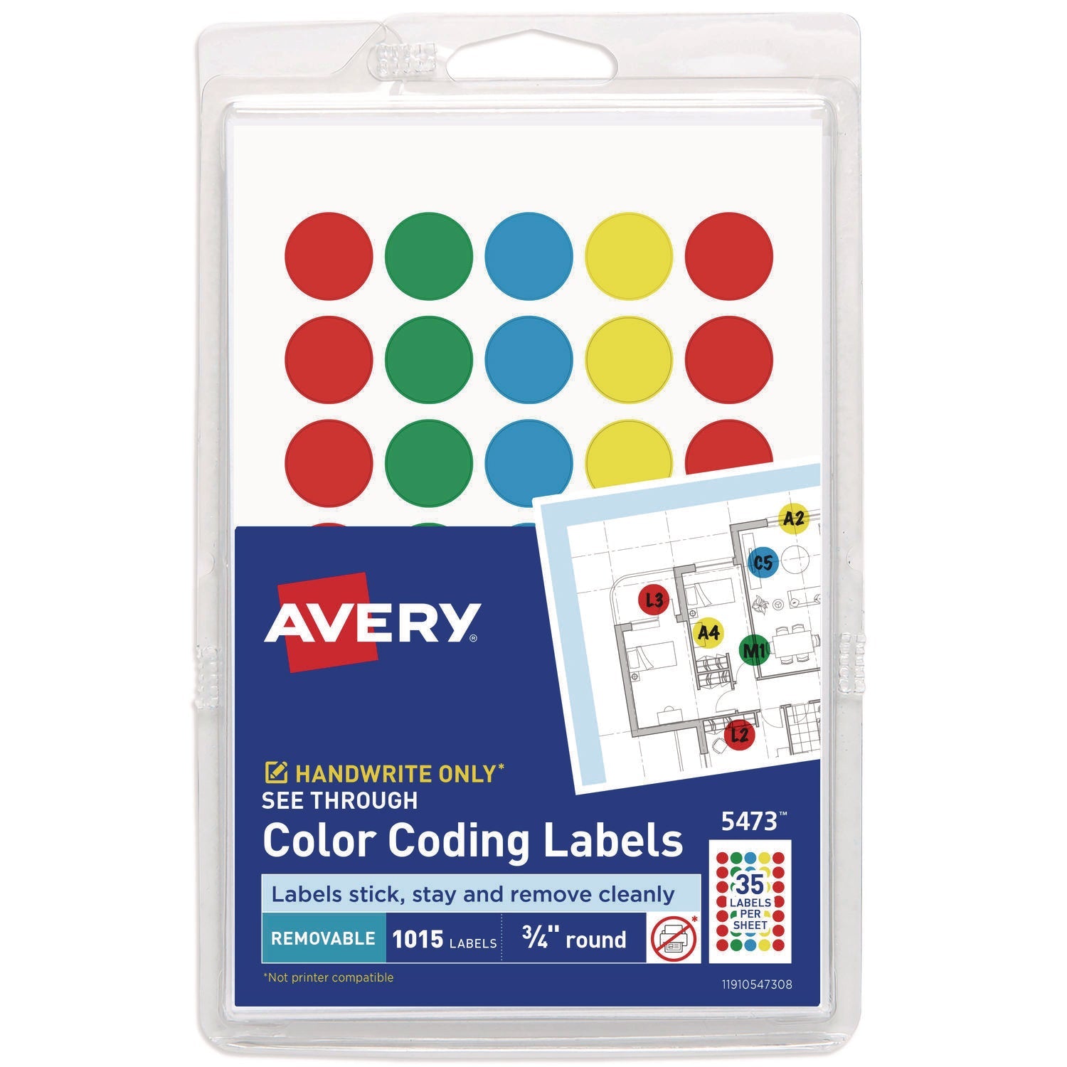 See Through Removable Round Color Dots | 1015/pk