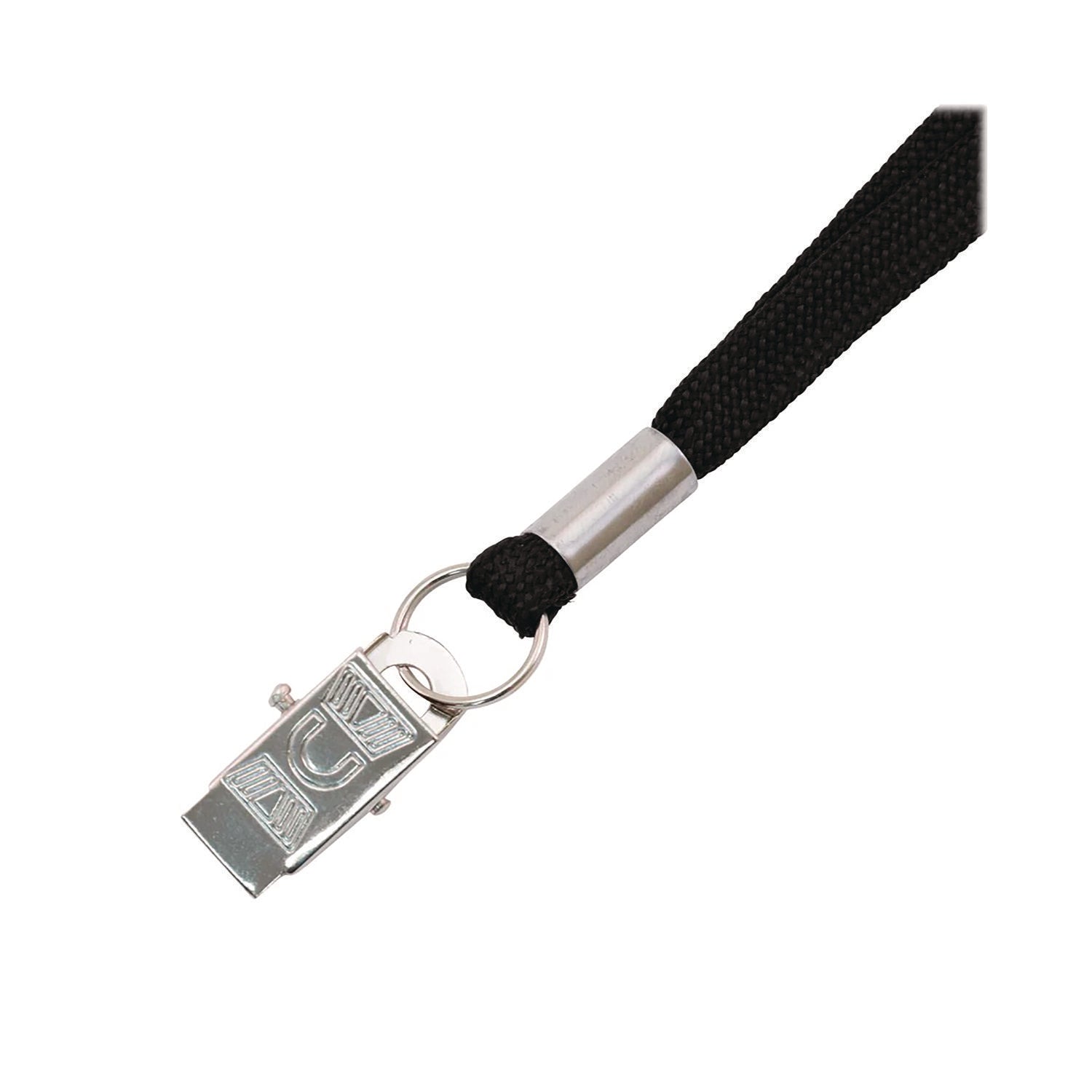 Advantus Metal Flat Clip Lanyard, 36" Long, Black, 100/Pack