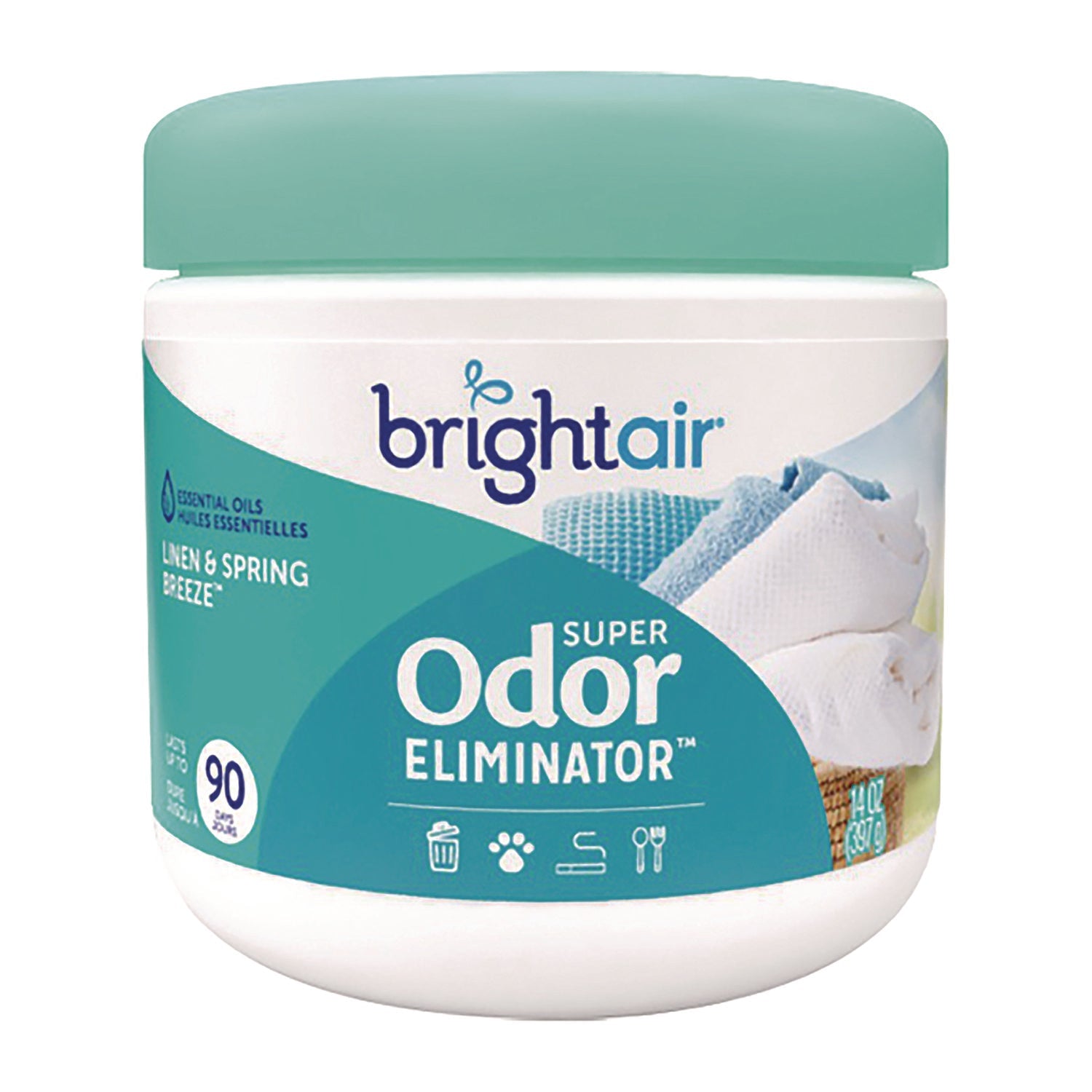 BRIGHT Air® Super Odor Eliminator, Linen and Spring Breeze, 14 oz Jar