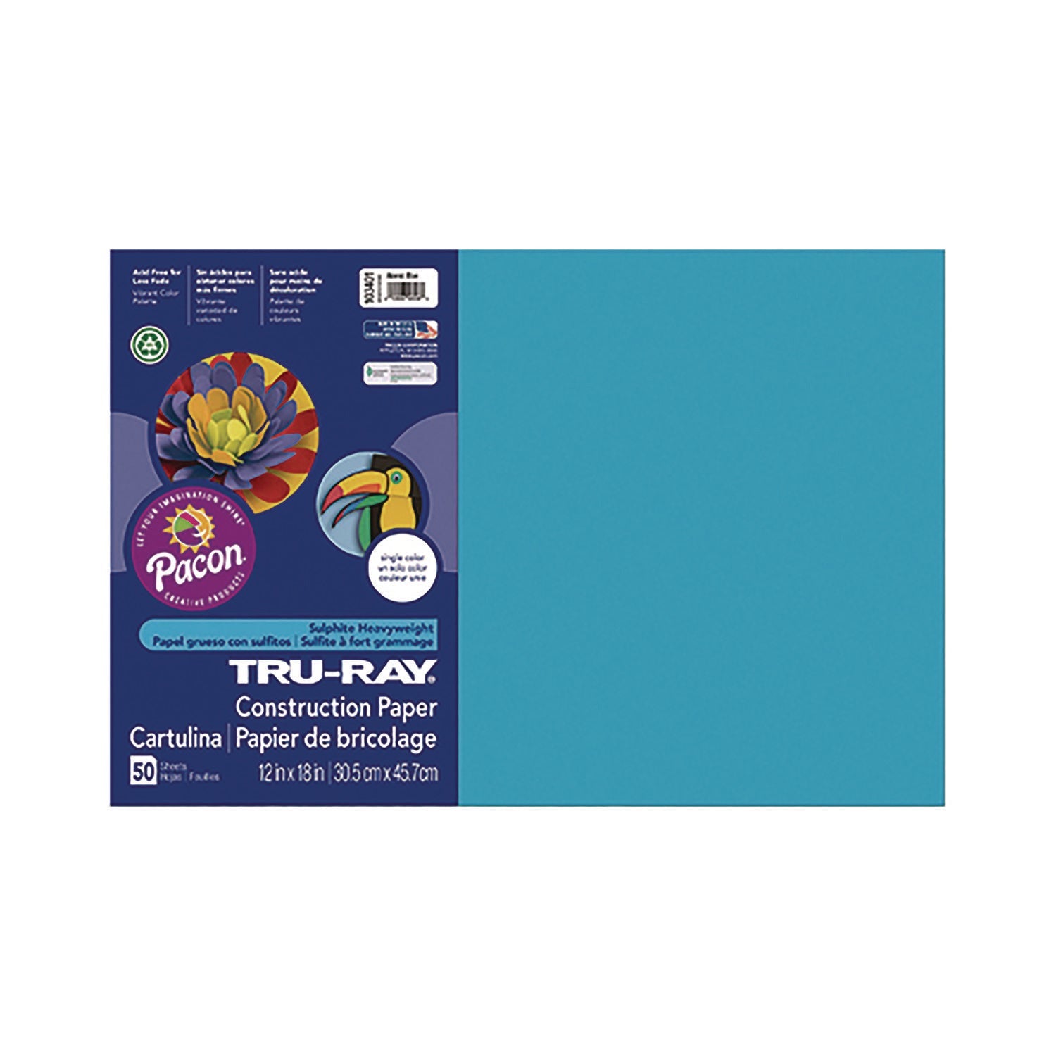 Pacon® Tru-Ray Construction Paper, 70 lb Text Weight, 12 x 18, Atomic Blue, 50/Pack