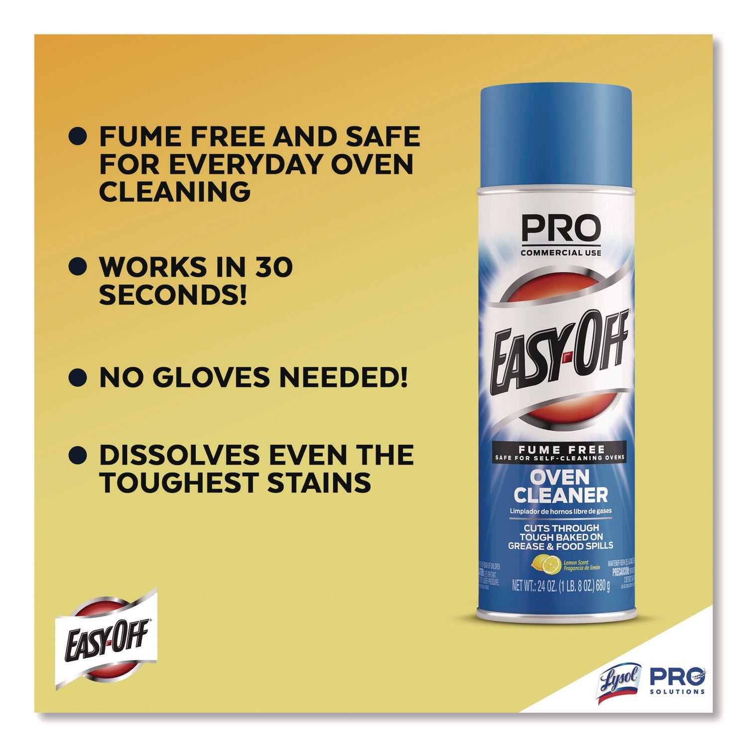 Professional EASY-OFF® Fume-Free Max Oven Cleaner, Foam, Lemon, 24 oz Aerosol Spray