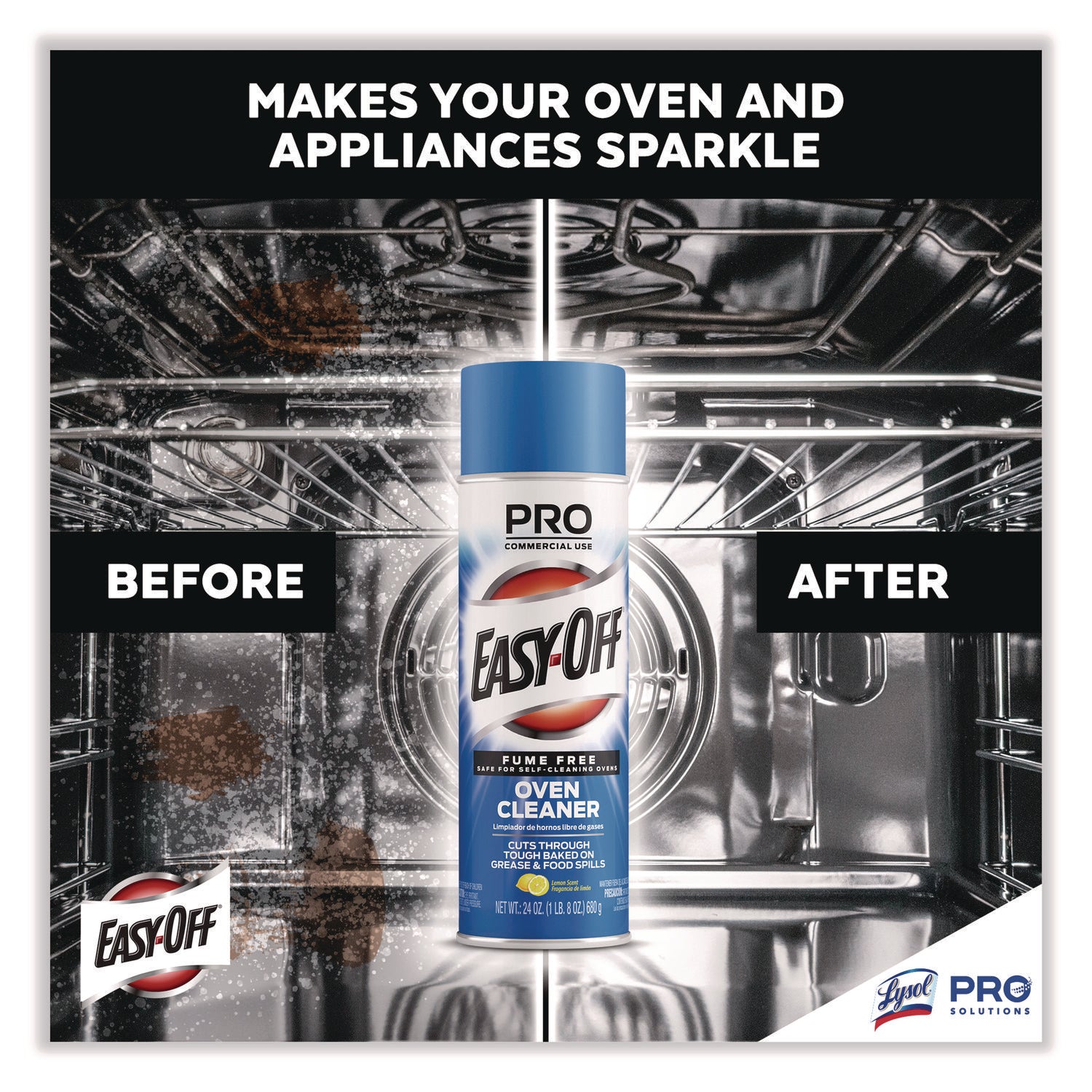 Professional EASY-OFF® Fume Free Max Oven Cleaner, Foam, Lemon, 24 Oz Aerosol Spray, 6/carton